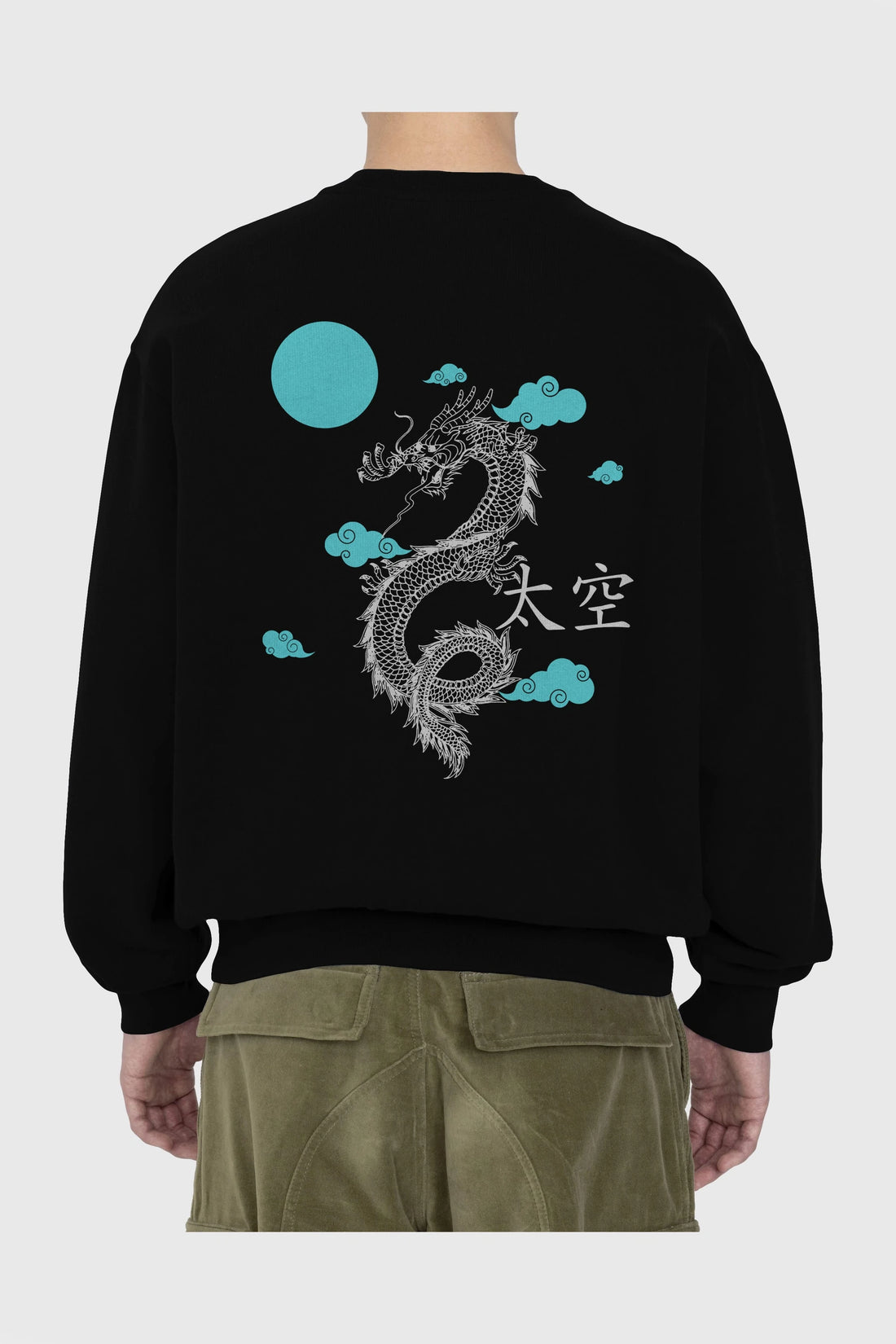 Chinese Dragon Arka Baskılı Oversize Sweatshirt Erkek Kadın Unisex