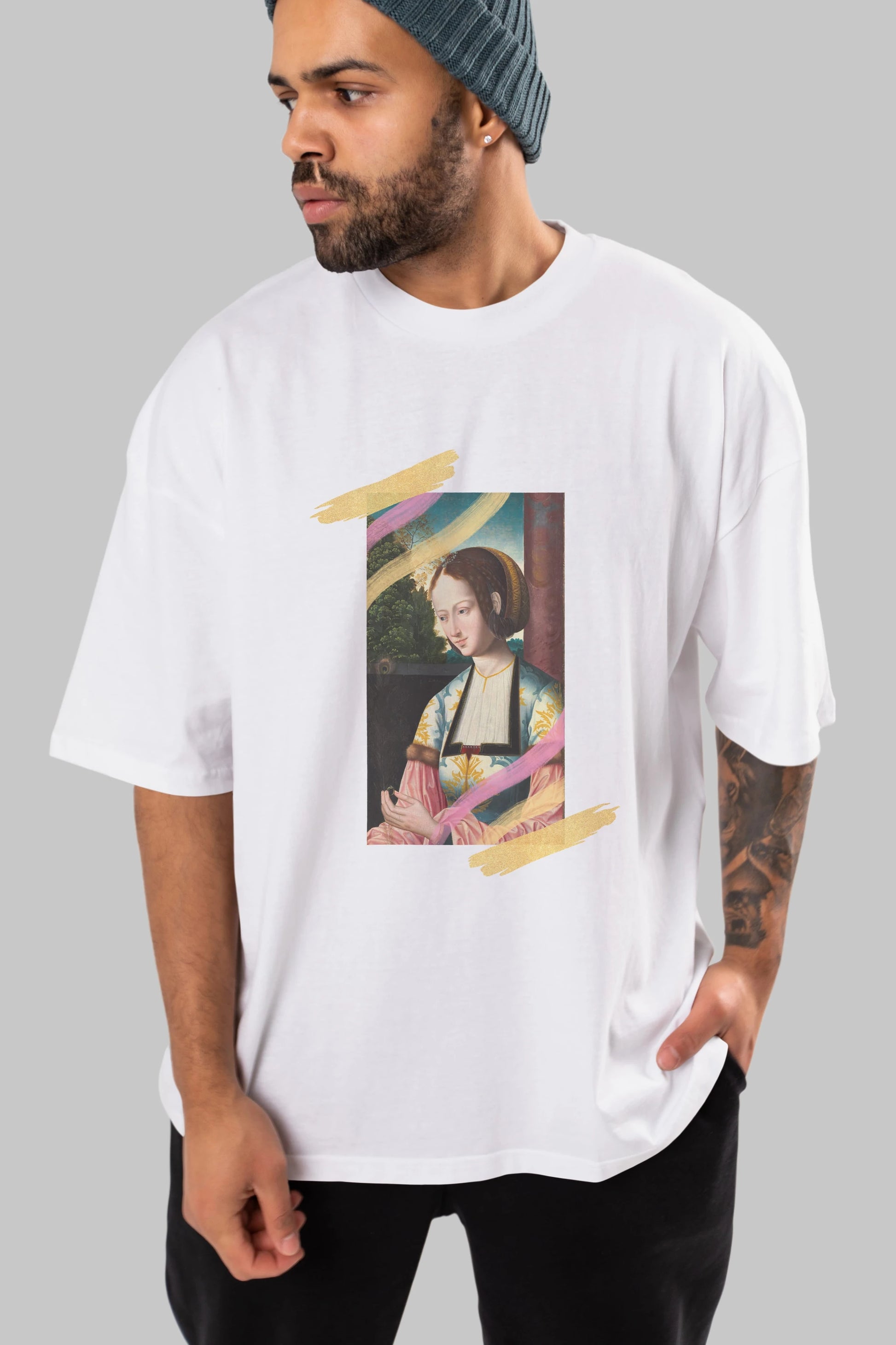 Woman Portrait Ön Baskılı Oversize t-shirt Erkek Kadın Unisex