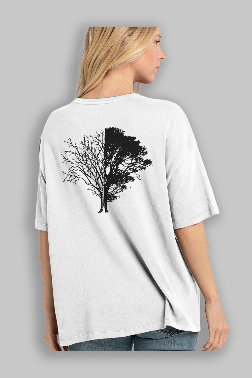Life And Death Arka Baskılı Oversize t-shirt %100 pamuk Erkek Kadın Unisex