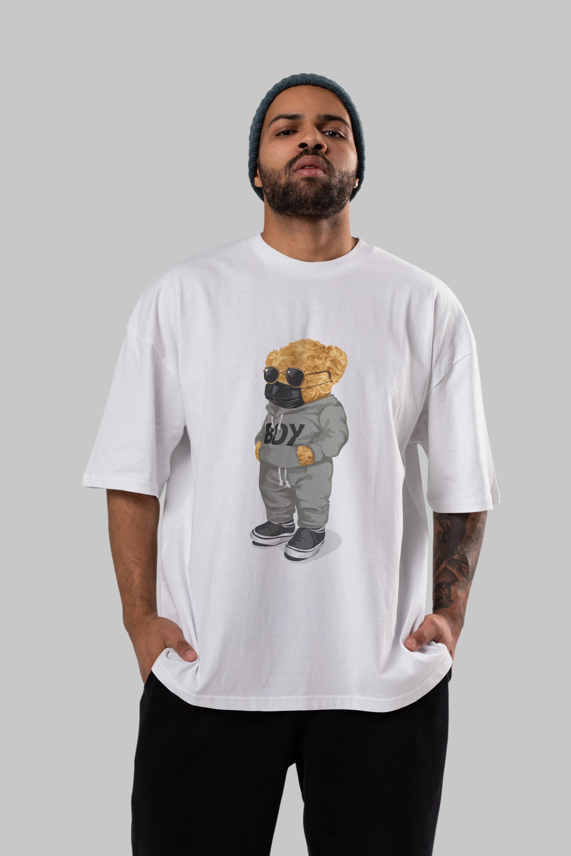 Teddy Bear Boy Ön Baskılı Oversize t-shirt Erkek Kadın Unisex %100 Pamuk