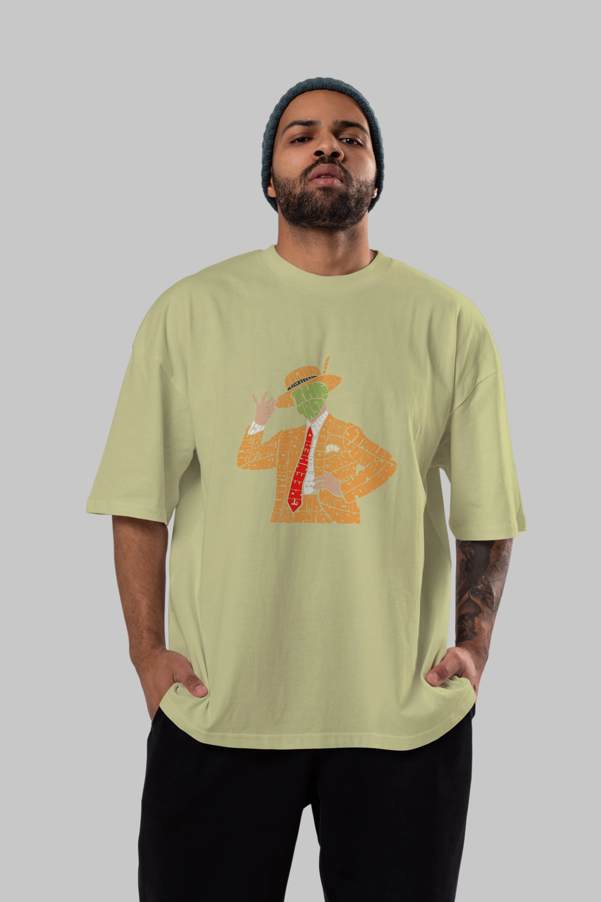 The Mask Ön Baskılı Oversize t-shirt %100 pamuk Erkek Kadın Unisex