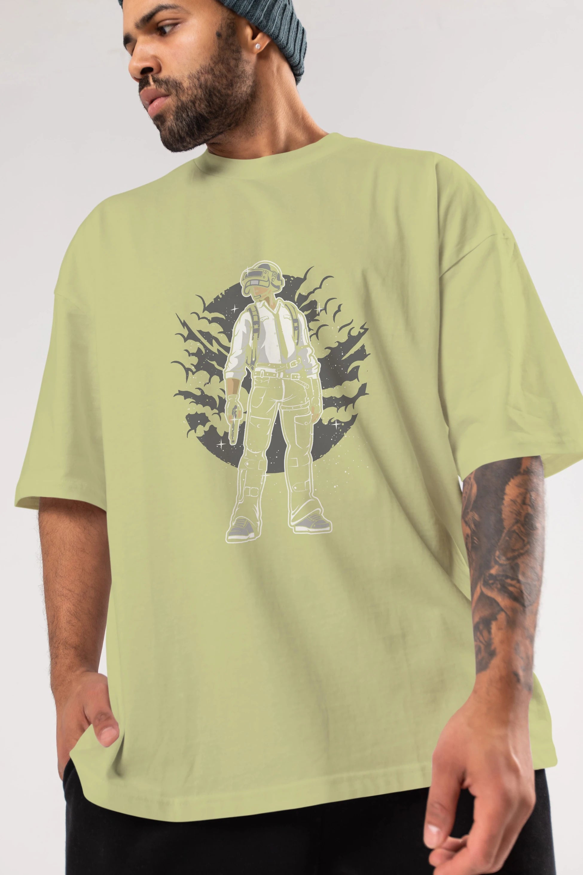 PUBG Ön Baskılı Oversize t-shirt Erkek Kadın Unisex %100 Pamuk tişort