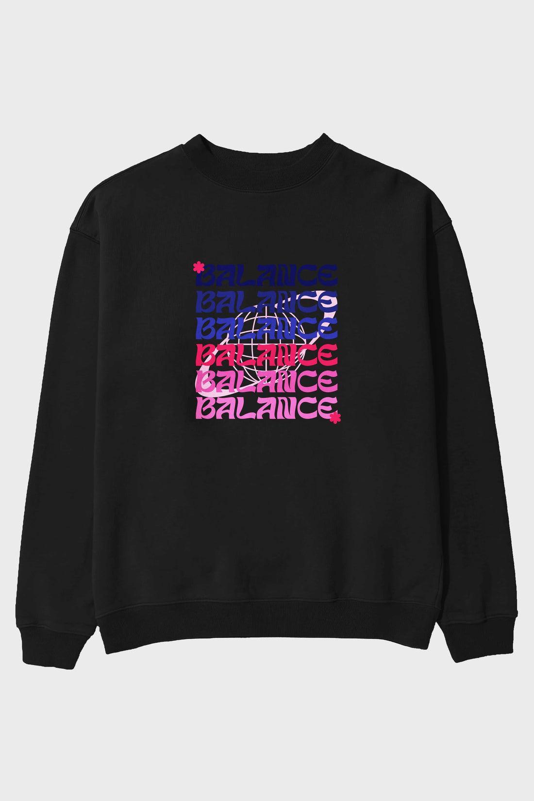 Balance Yazılı Ön Baskılı Oversize Sweatshirt Erkek Kadın Unisex