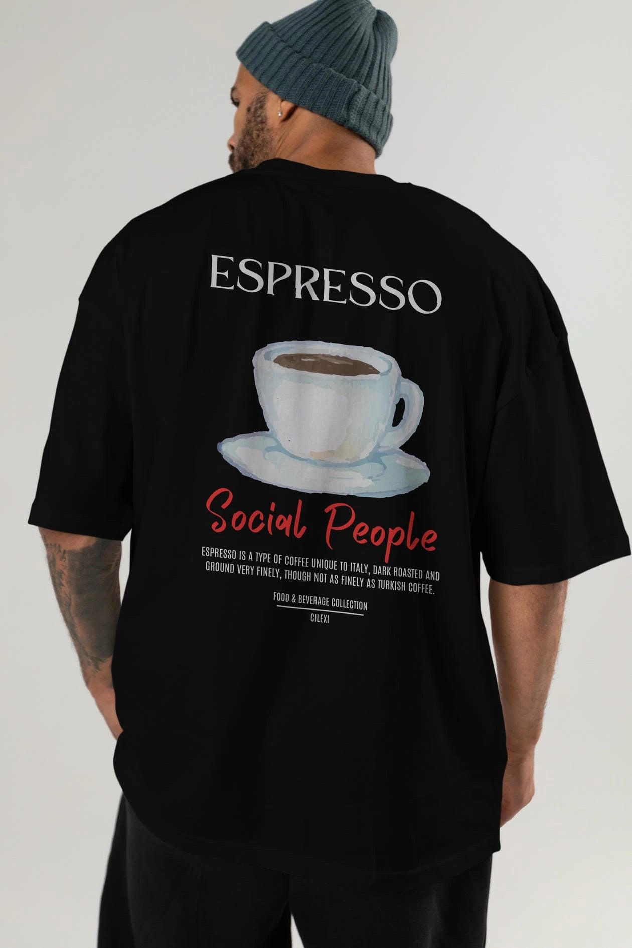 Espresso Kokteyl Serisi Baskılı Oversize t-shirt Erkek Kadın Unisex %100 Pamuk Bisiklet Yaka tişort