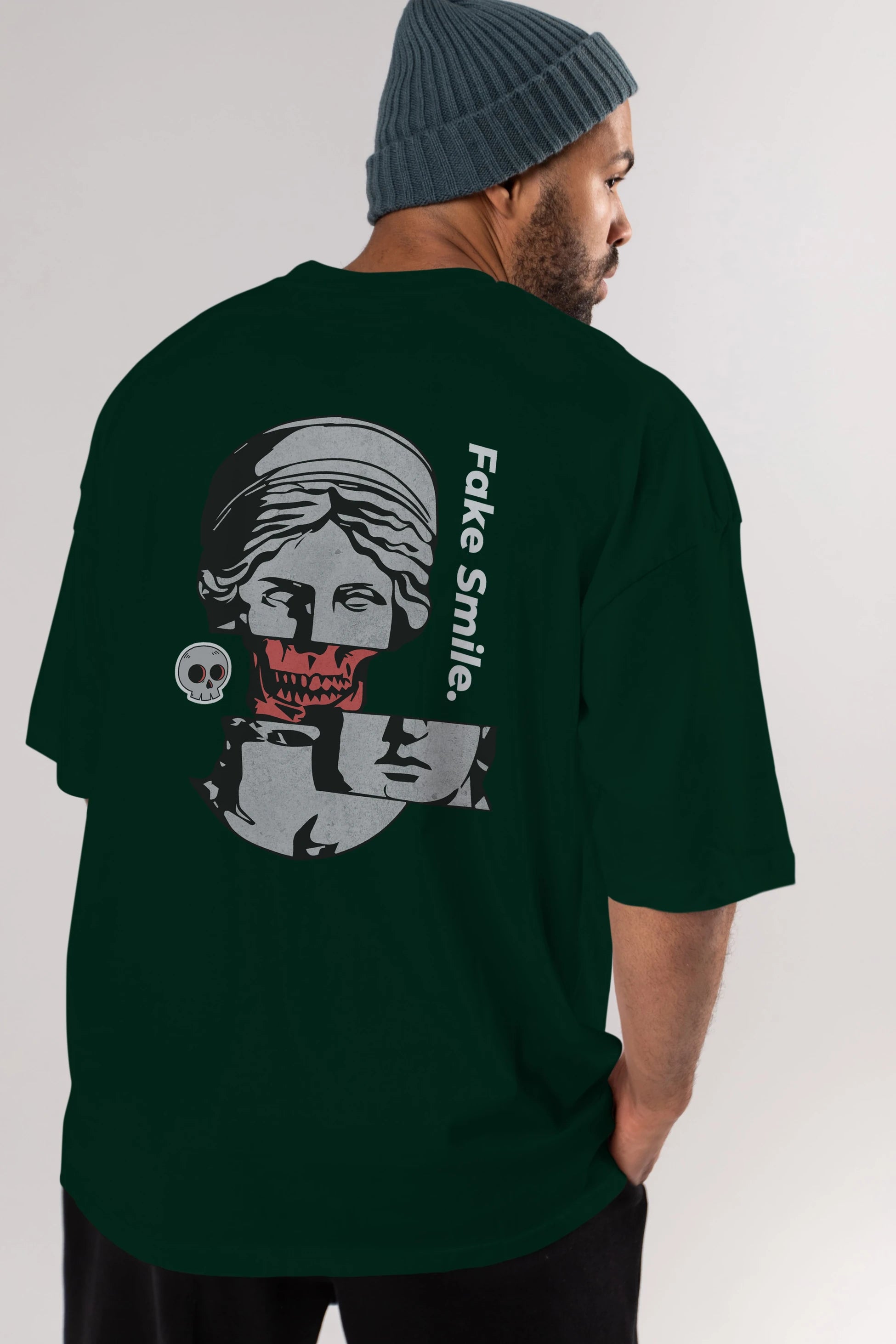 Fake Smile Yazılı Arka Baskılı Oversize t-shirt Erkek Kadın Unisex