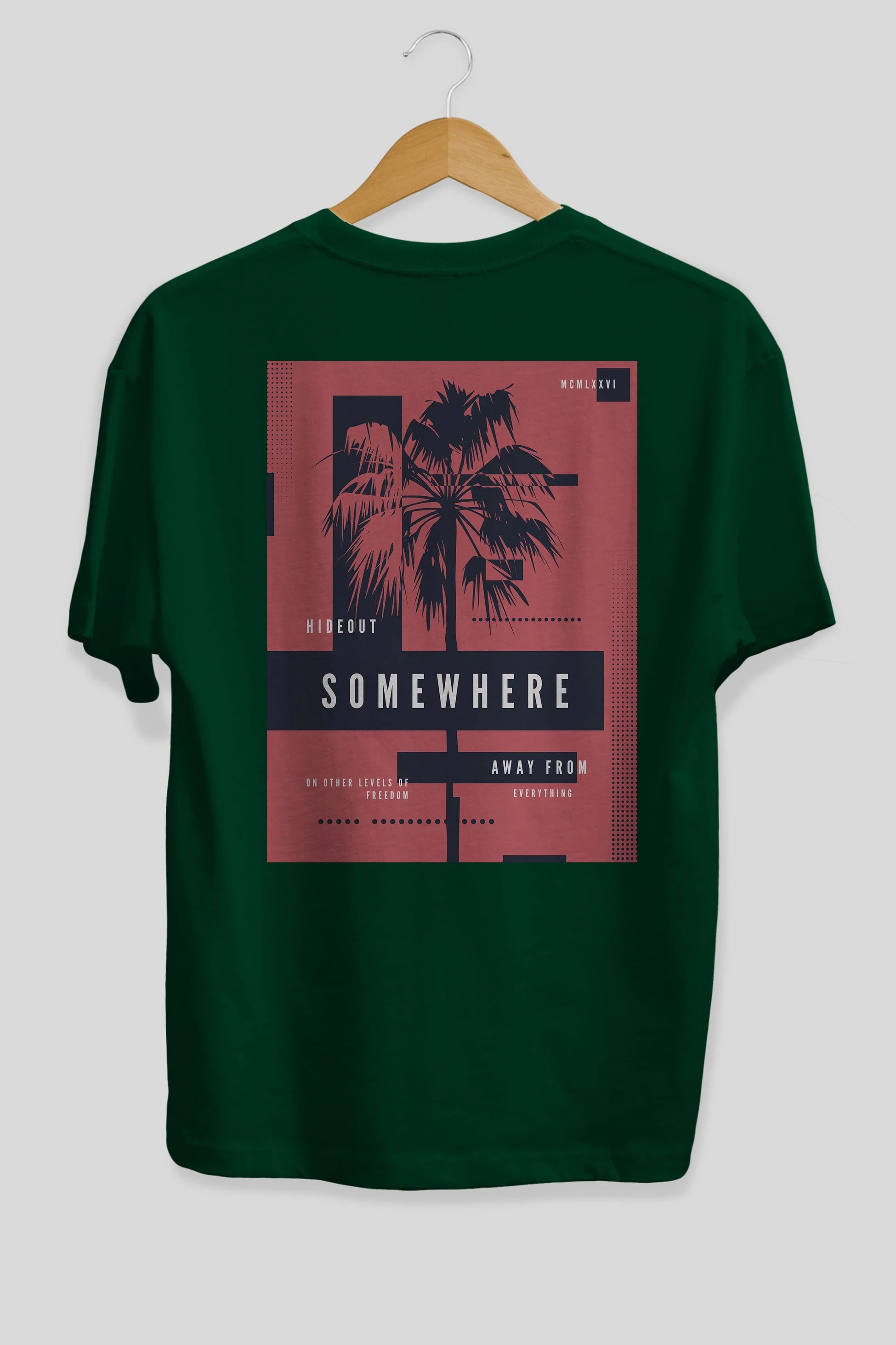 Hideout Somewhere Arka Baskılı Oversize t-shirt Erkek Kadın Unisex