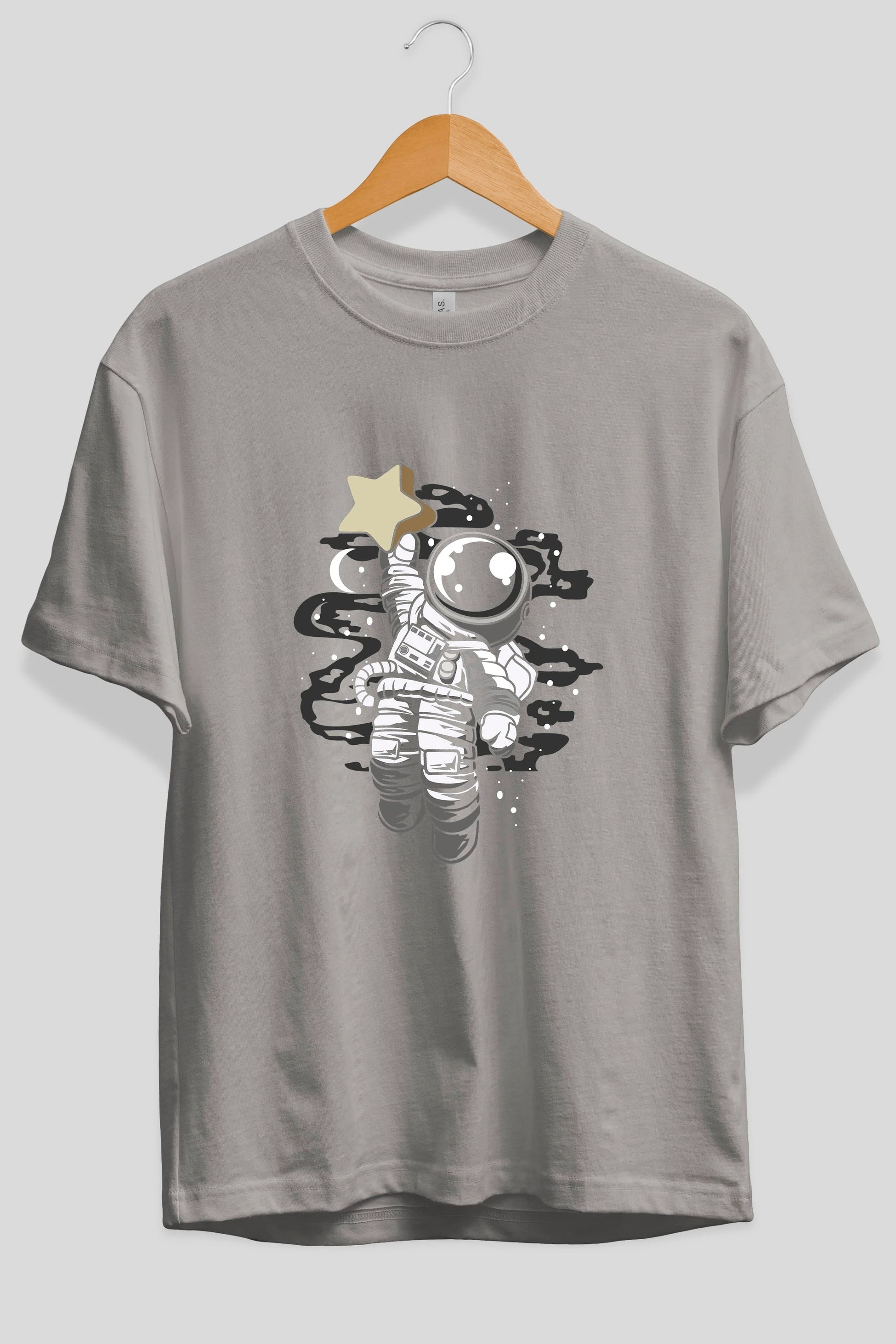 Astronaut Reach The Star Ön Baskılı Oversize t-shirt Erkek Kadın Unisex