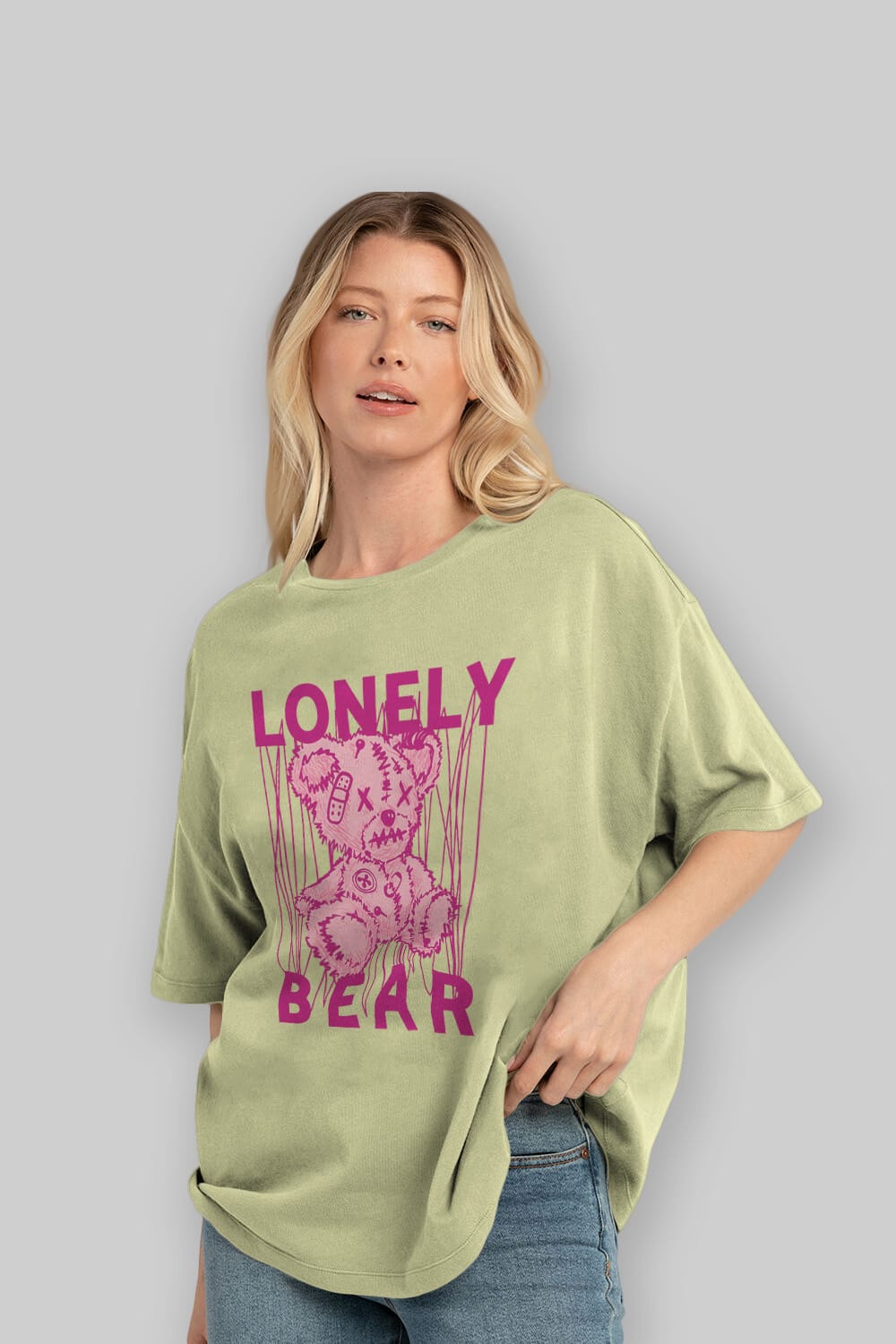 Lonely Bear Ön Baskılı Oversize t-shirt Erkek Kadın Unisex