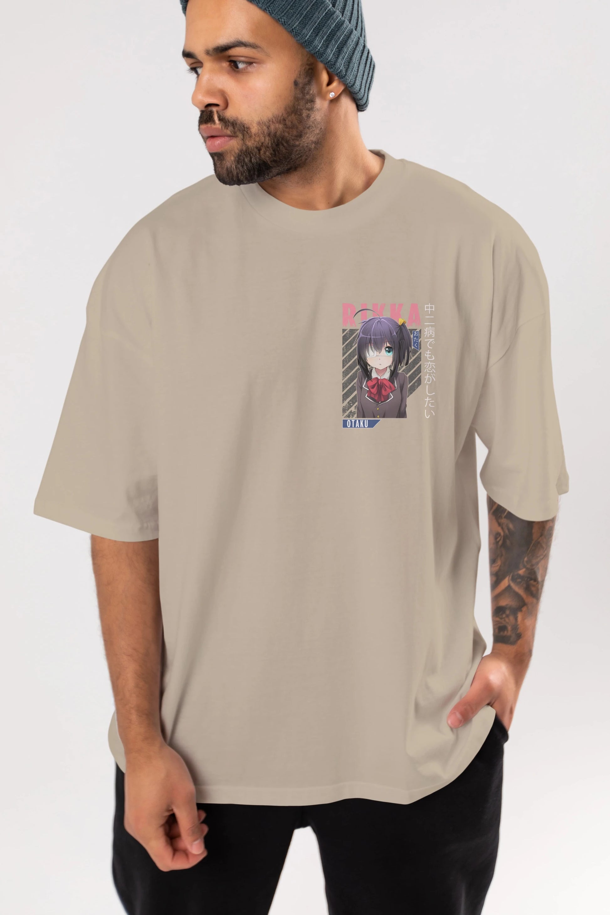Rikka Takanashi 9 Ön Sol Baskılı Oversize t-shirt Erkek Kadın Unisex %100 Pamuk Bisiklet Yaka tişort
