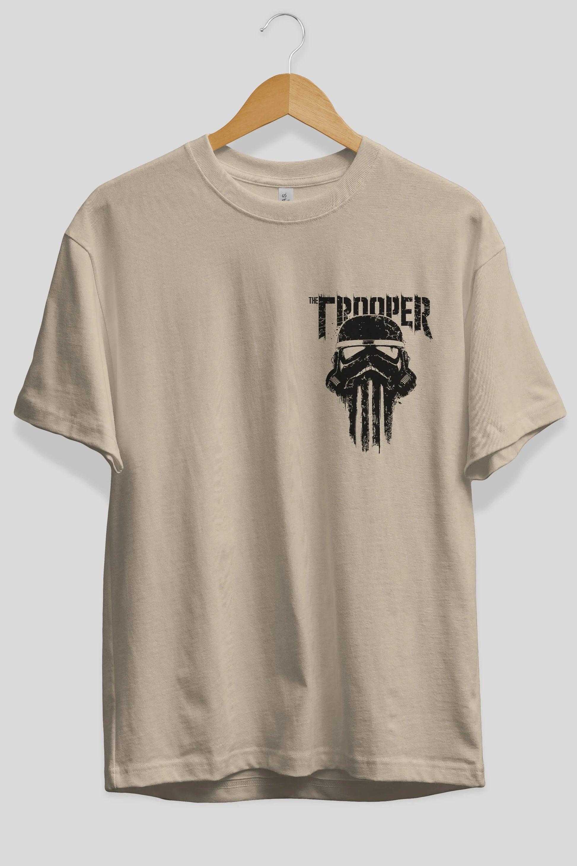 The Trooper Ön Sol Baskılı Oversize t-shirt Erkek Kadın Unisex %100 Pamuk Bisiklet Yaka tişort