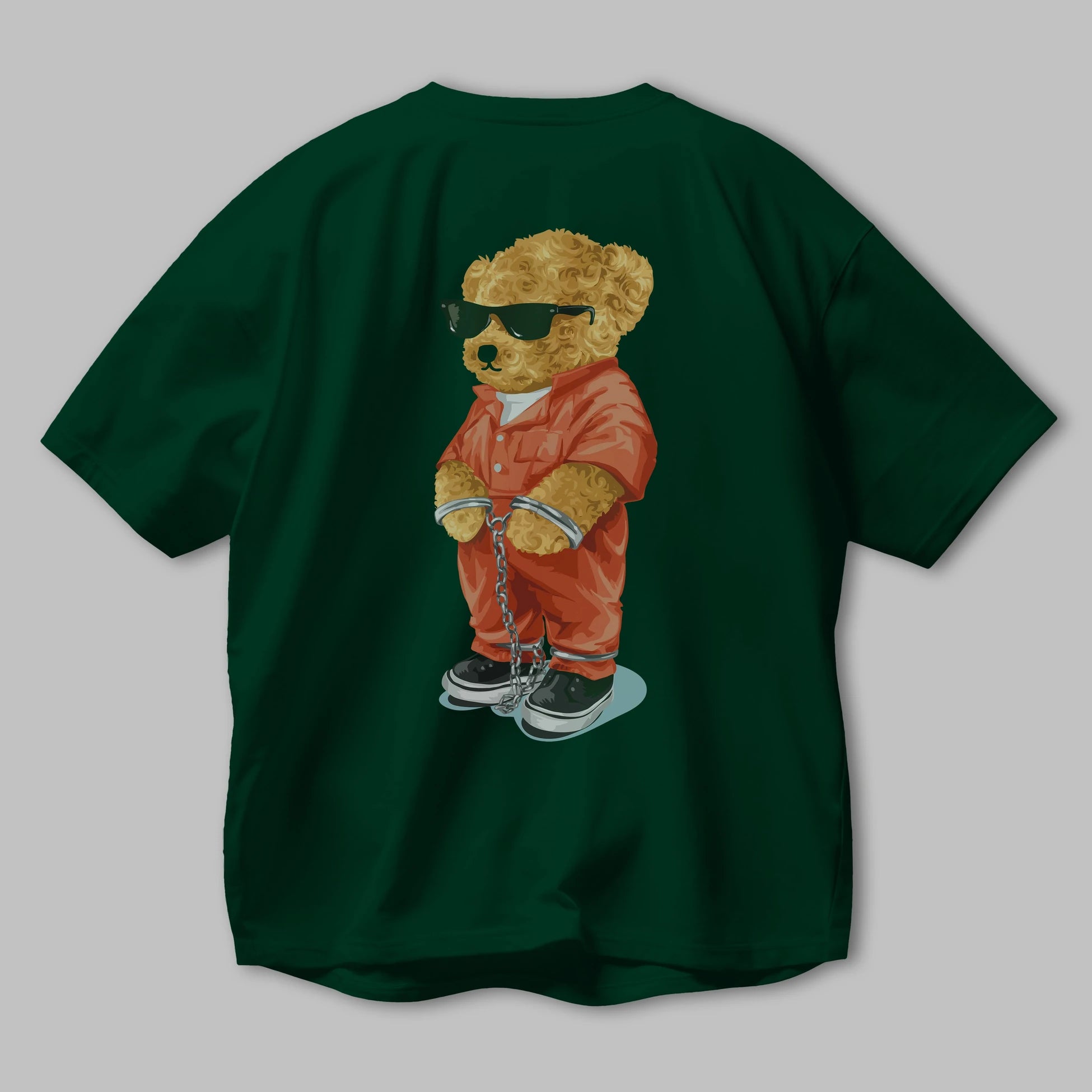 Teddy Bear Kodes Arka Baskılı Oversize t-shirt Erkek Kadın Unisex %100 Pamuk