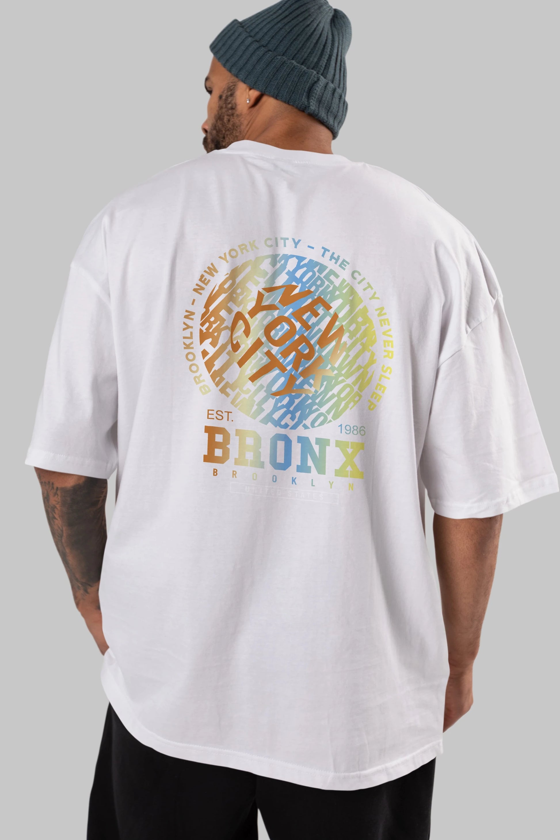 Brooklyn and New York City Arka Baskılı Oversize t-shirt Erkek Kadın Unisex