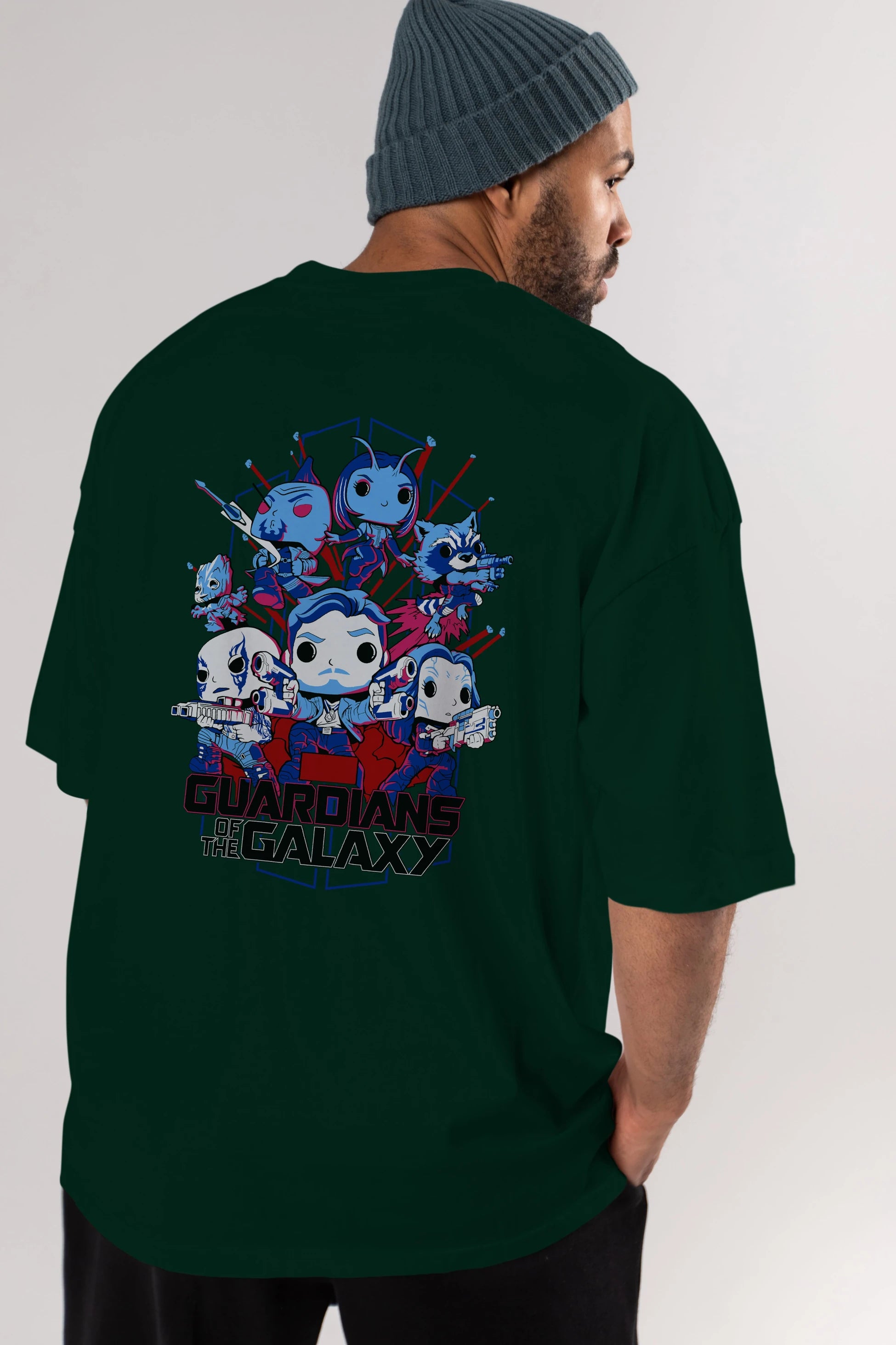 Guardians of the Galaxy Arka Baskılı Oversize t-shirt Erkek Kadın Unisex %100 Pamuk Bisiklet Yaka tişort