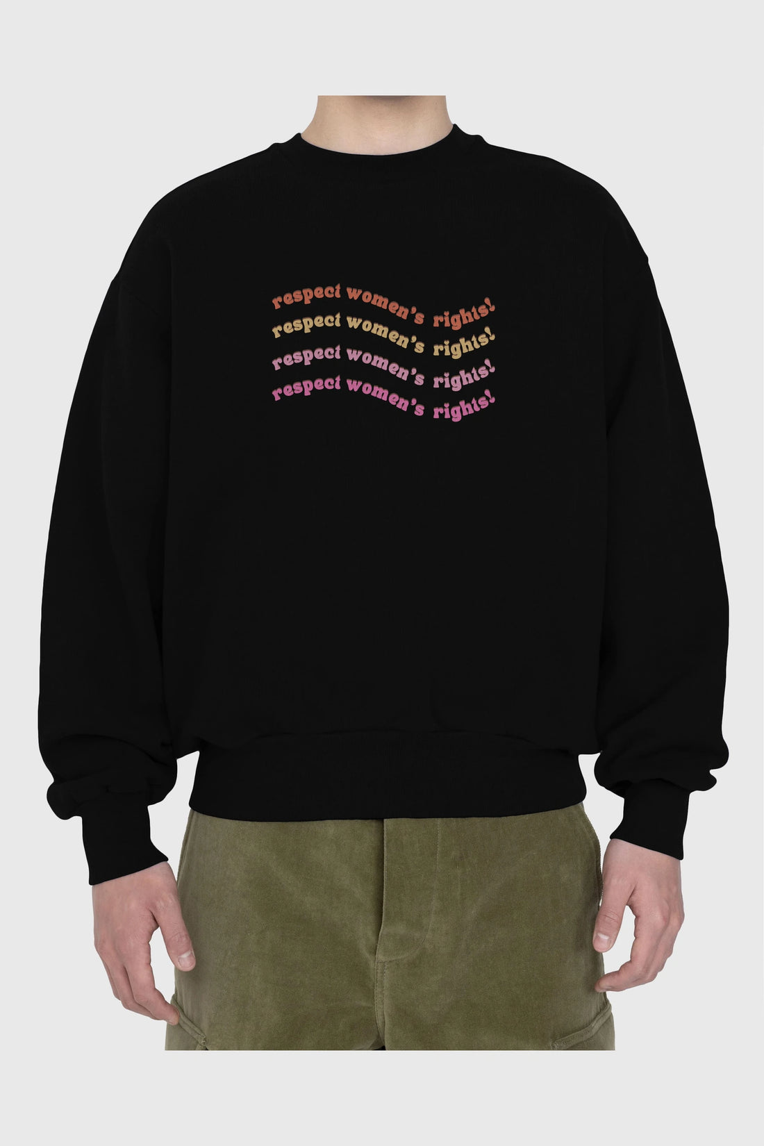Respect Women Yazılı Ön Baskılı Oversize Sweatshirt Erkek Kadın Unisex