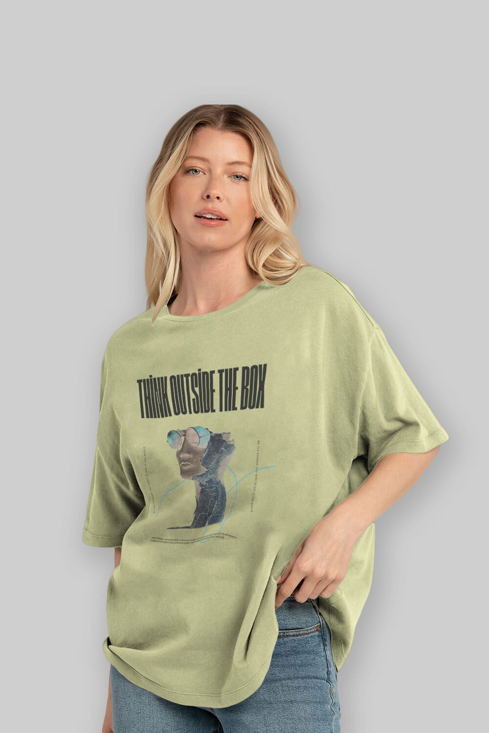 Think Outside The Box Ön Baskılı Oversize t-shirt Erkek Kadın Unisex