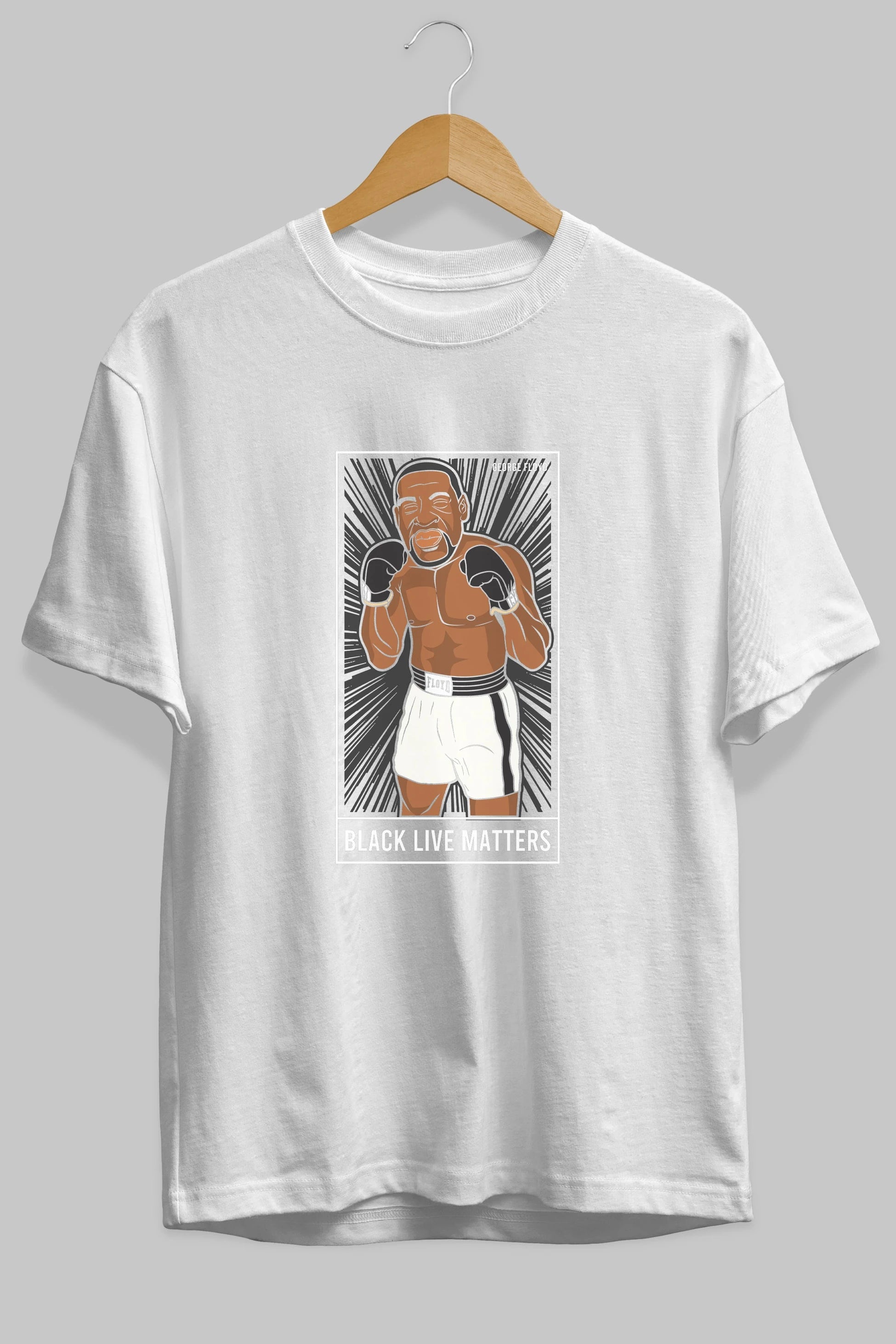 George Floyd Boxer Ön Baskılı Oversize t-shirt Erkek Kadın Unisex %100 Pamuk tişort
