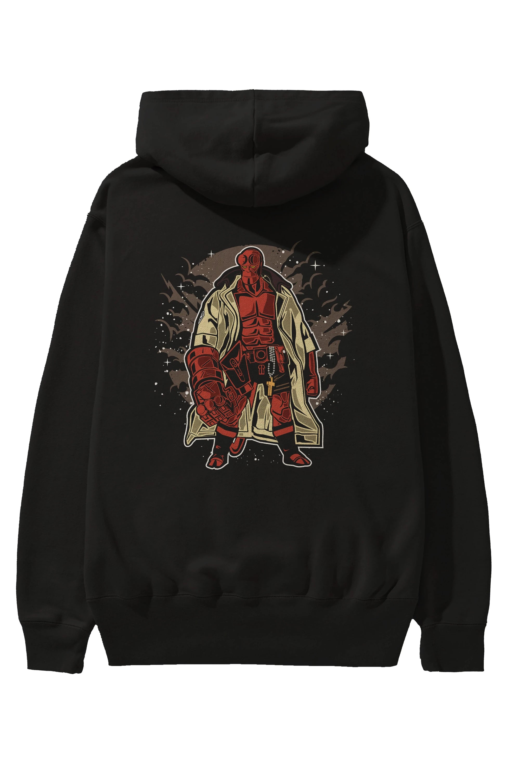 Hellboy Arka Baskılı Hoodie Oversize Kapüşonlu Sweatshirt Erkek Kadın Unisex