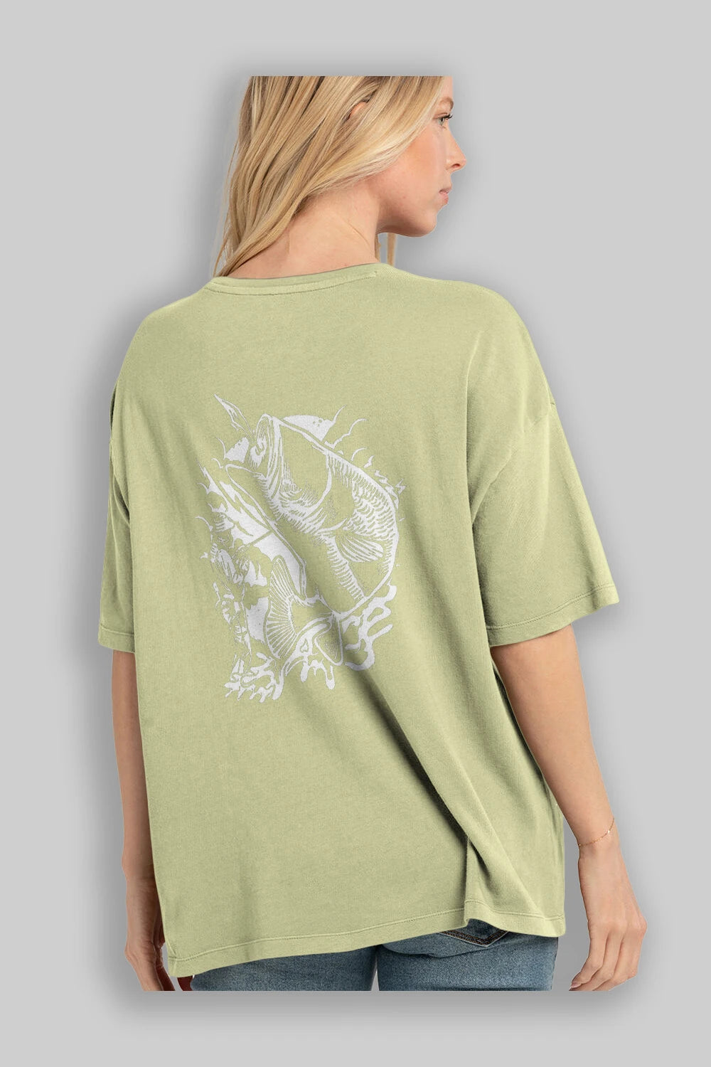 Fisherman Arka Baskılı Oversize t-shirt Erkek Kadın Unisex %100 Pamuk