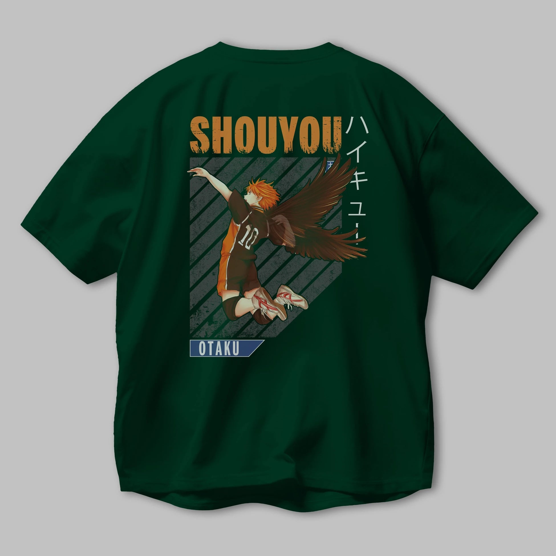 Shouyou Hinata 10 Anime Arka Baskılı Oversize t-shirt Erkek Kadın Unisex