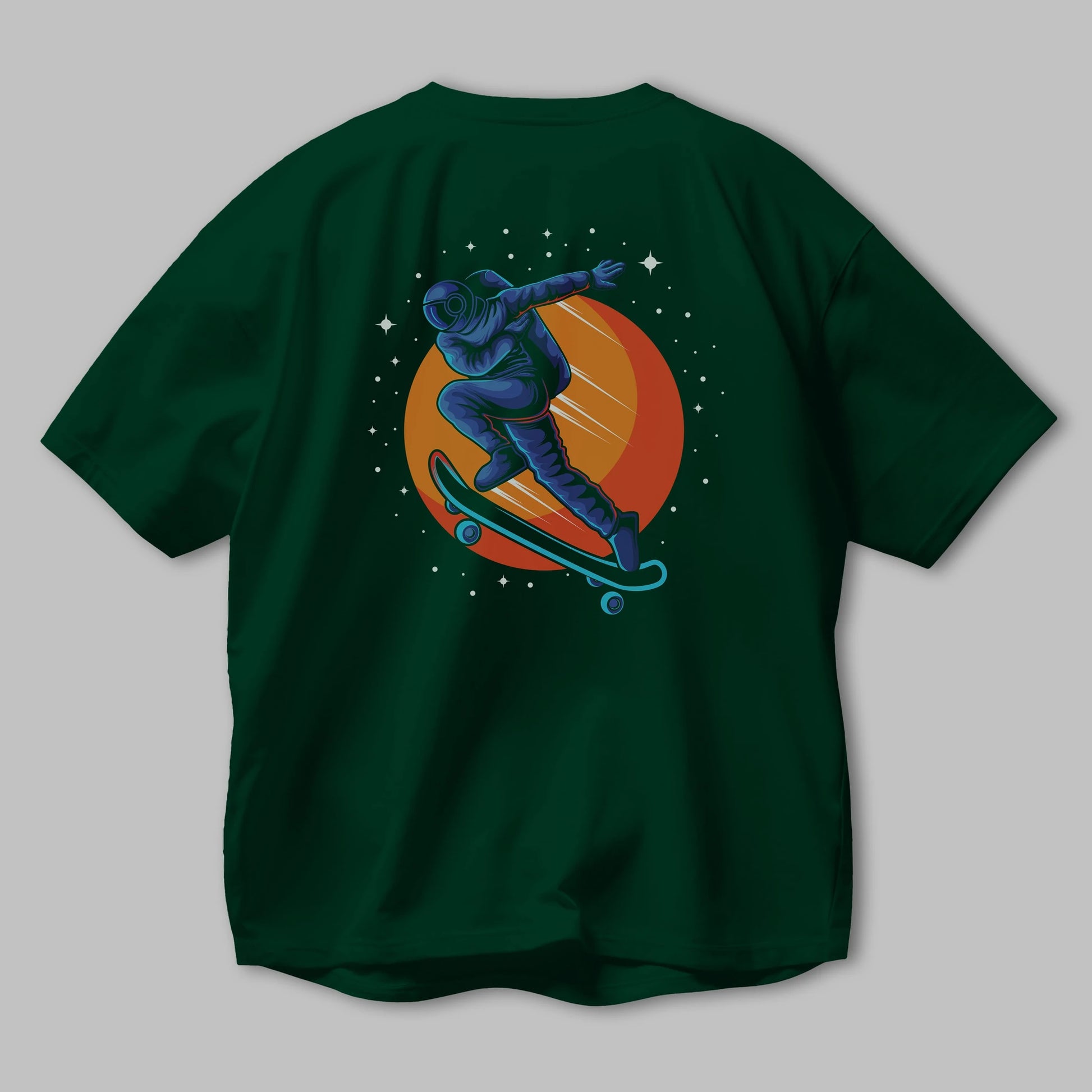 Astroskate Run Arka Baskılı Oversize t-shirt Erkek Kadın Unisex