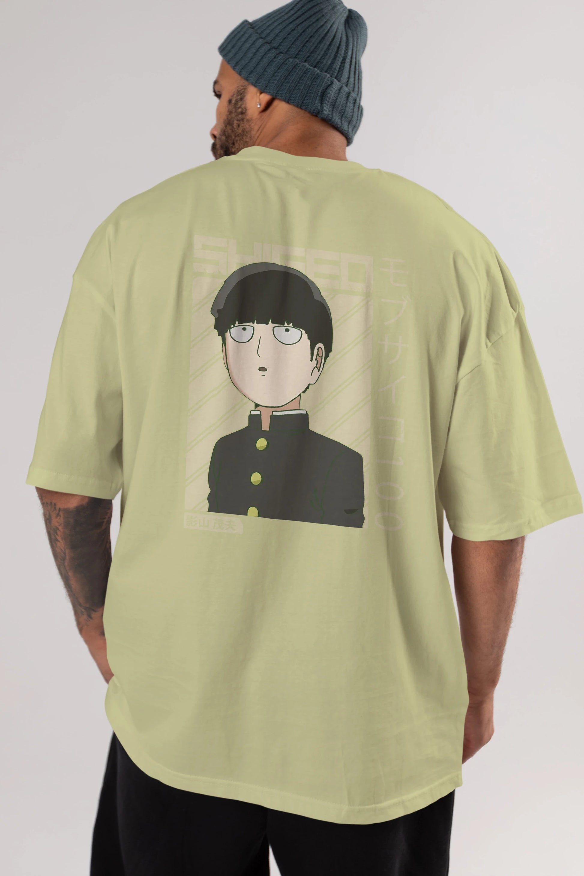 Shigeo Kageyama 2 Anime Arka Baskılı Oversize t-shirt Erkek Kadın Unisex