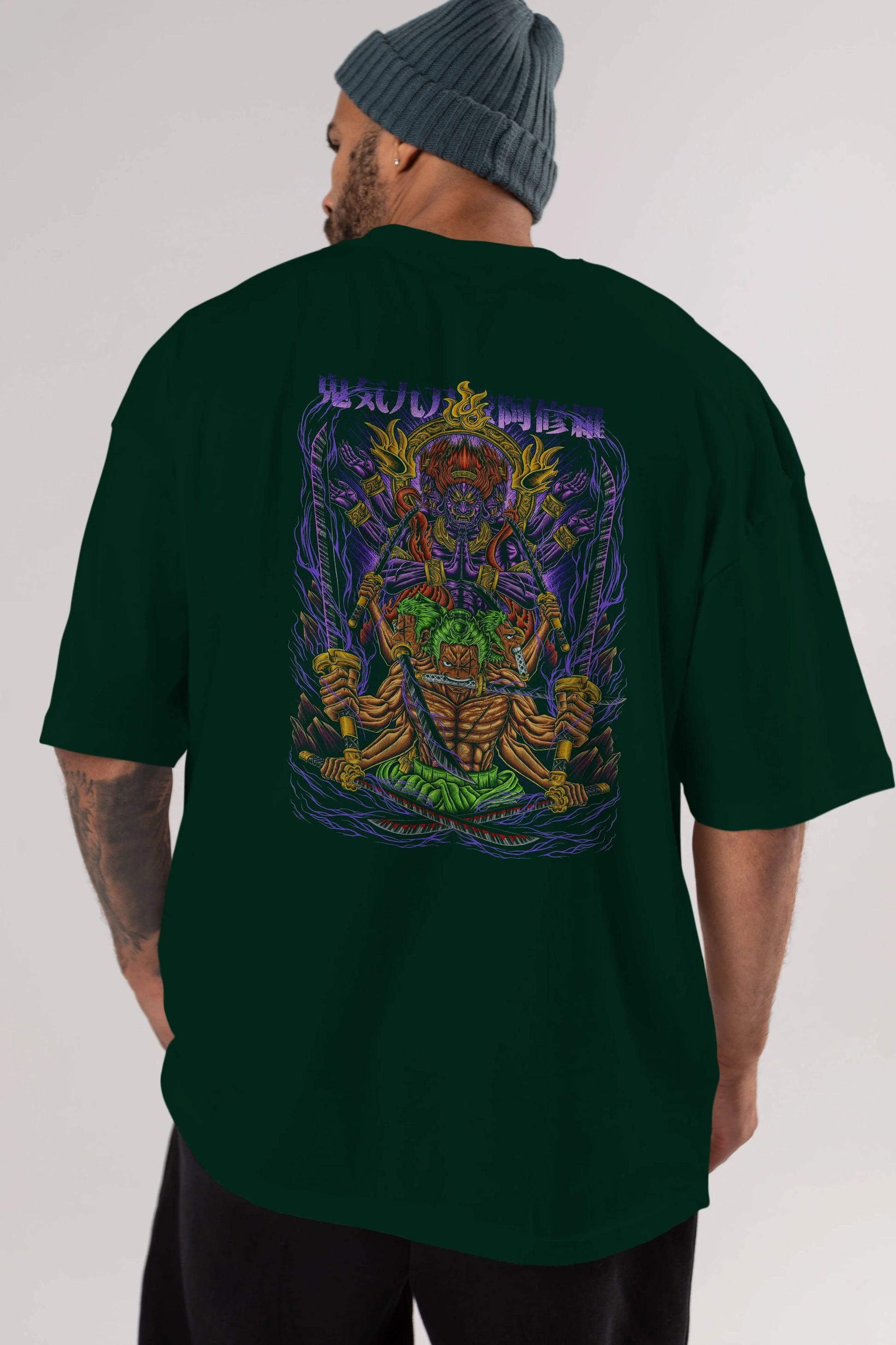RORONOA ZORO 2 Anime Arka Baskılı Oversize t-shirt Erkek Kadın Unisex
