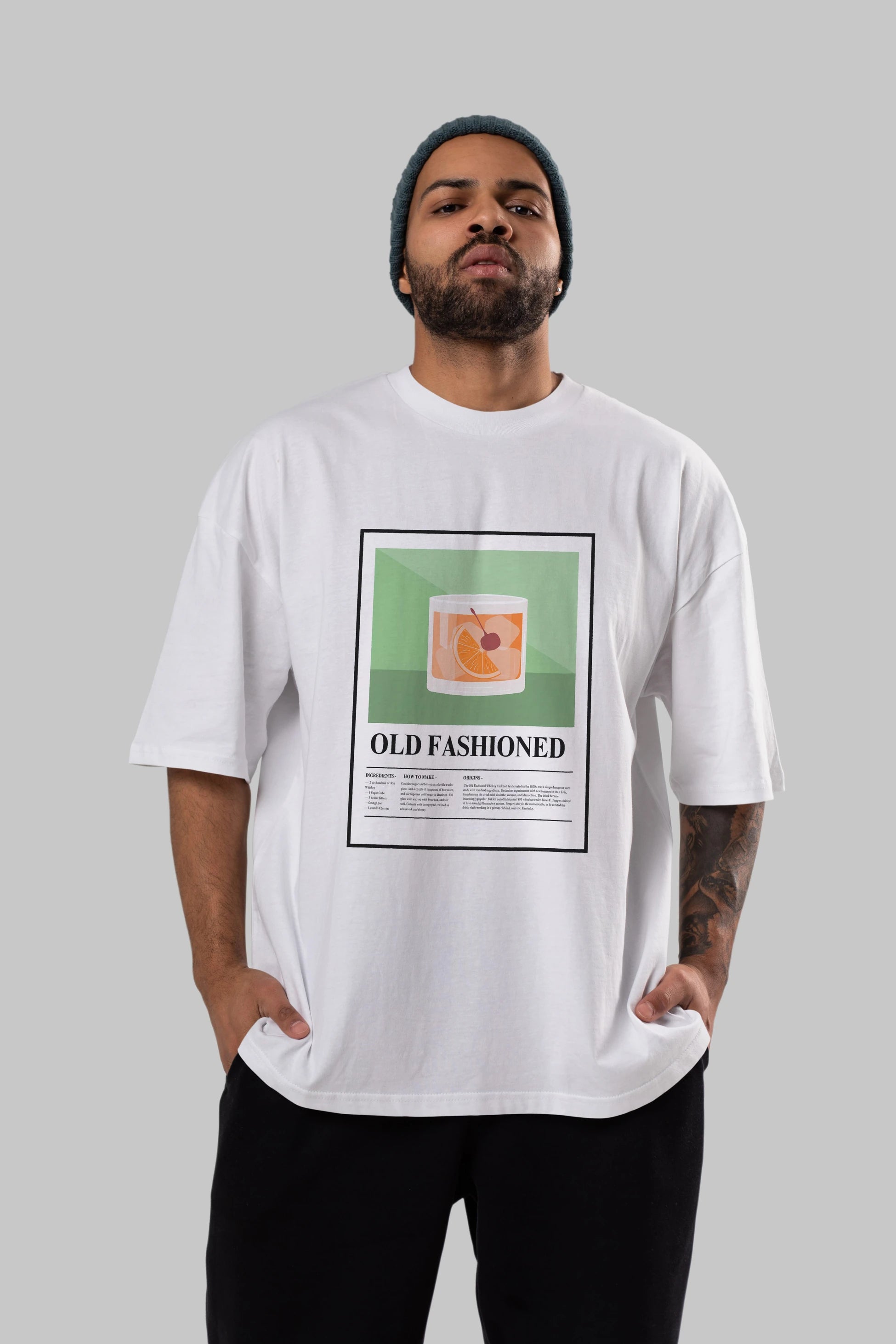 Old Fashioned Ön Baskılı Oversize t-shirt Erkek Kadın Unisex %100 Pamuk Bisiklet Yaka tişort