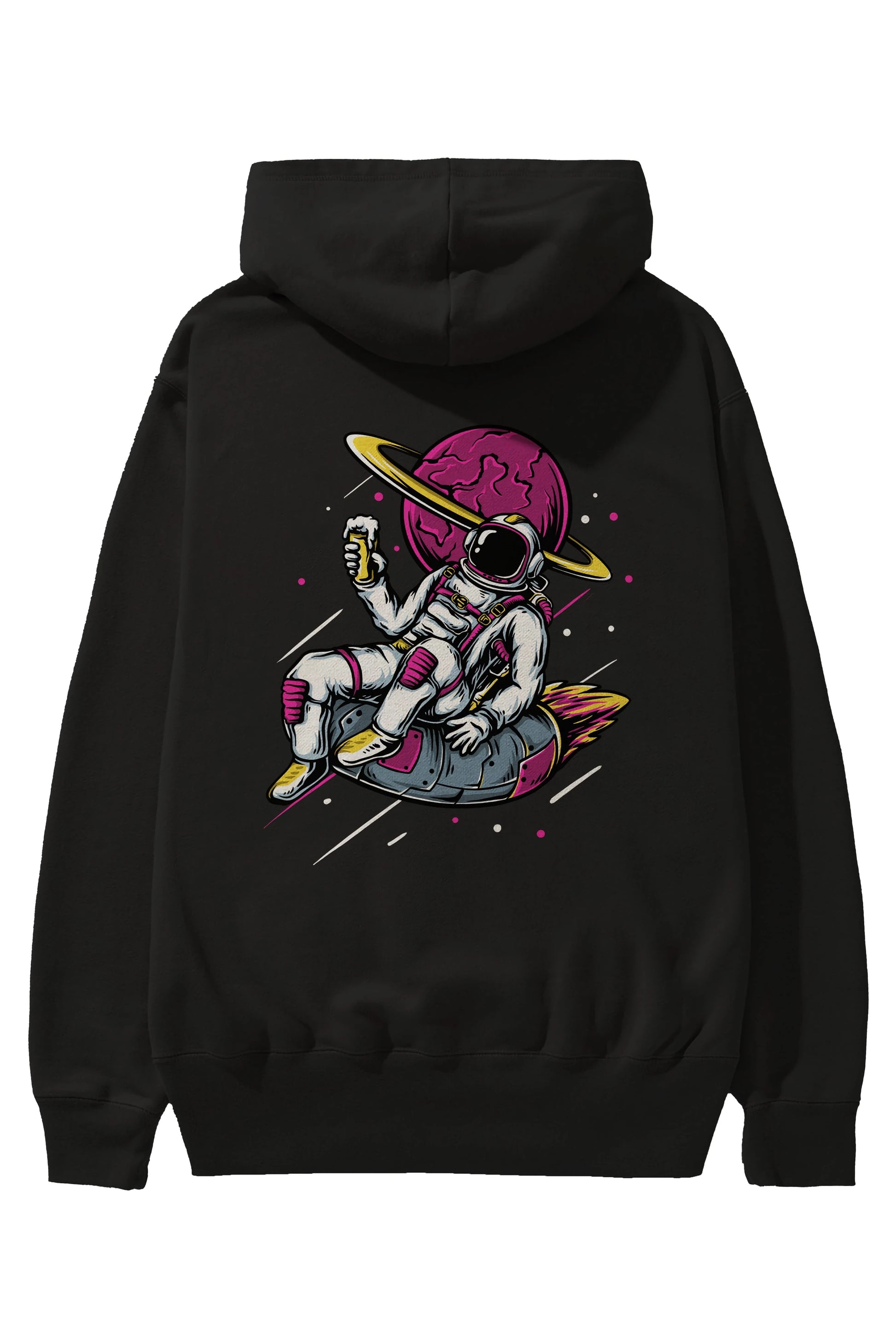 Astronaut Beer Arka Baskılı Oversize Hoodie Kapüşonlu Sweatshirt Erkek Kadın Unisex