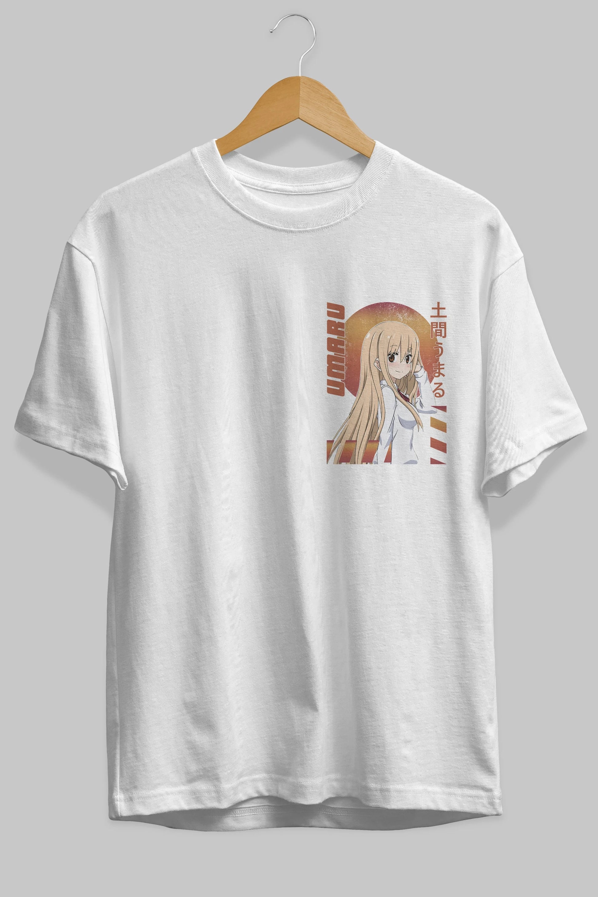 Umaru Doma 5 Ön Sol Baskılı Oversize t-shirt Erkek Kadın Unisex %100 Pamuk Bisiklet Yaka tişort