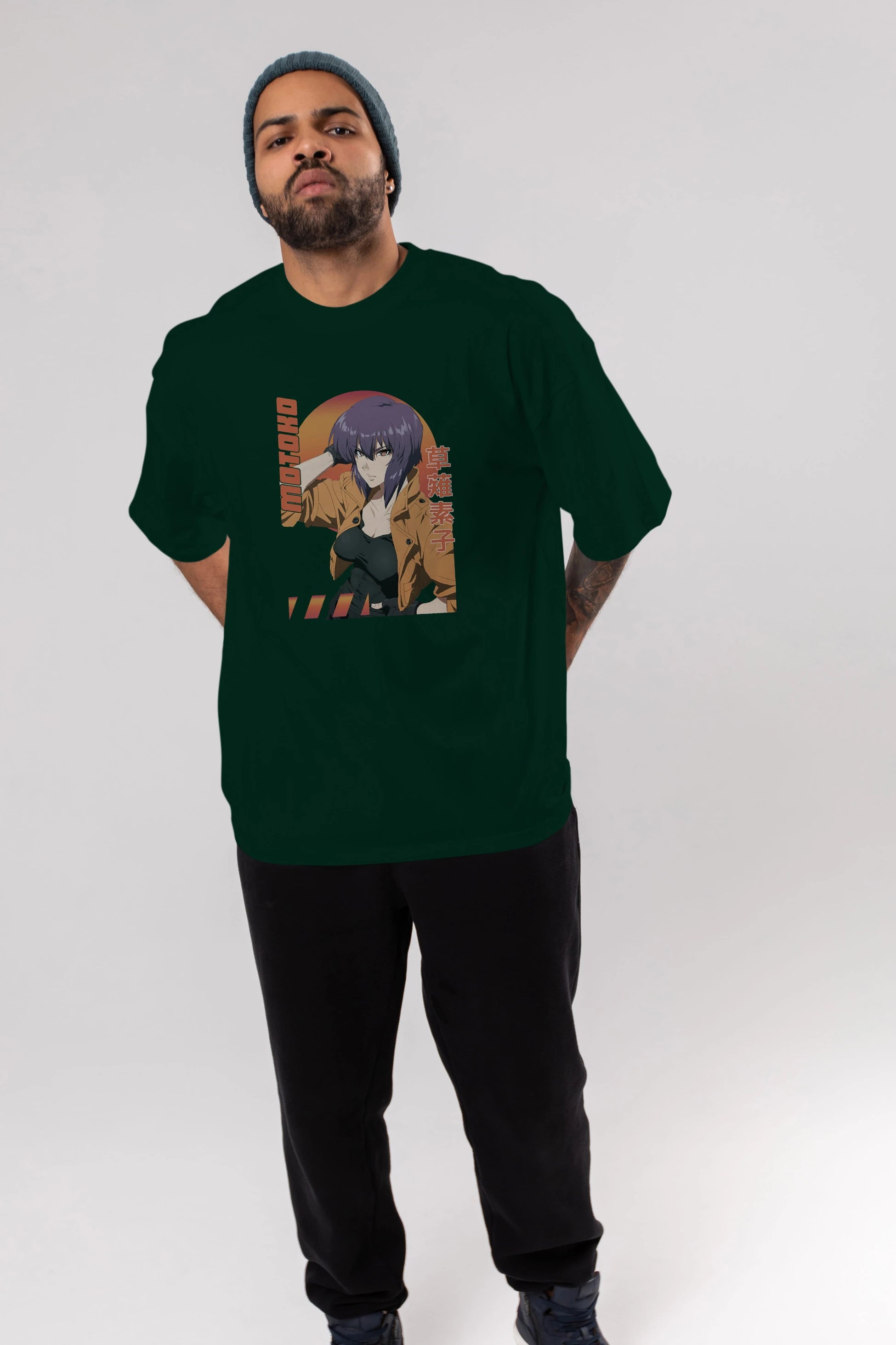 Motoko Kusanagi 9 Anime Ön Baskılı Oversize t-shirt %100 pamuk Erkek Kadın Unisex