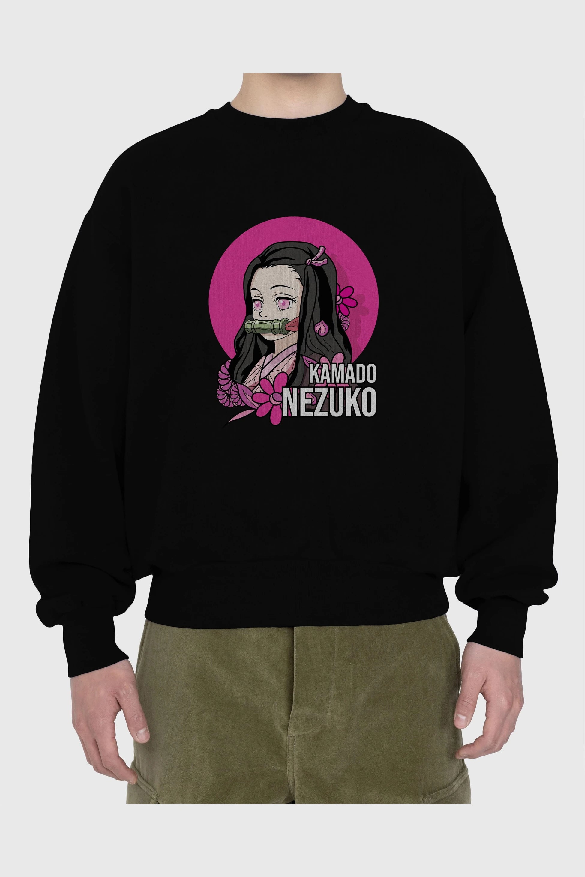 Nezuko Kamado 2 Anime Ön Baskılı Oversize Sweatshirt Erkek Kadın Unisex