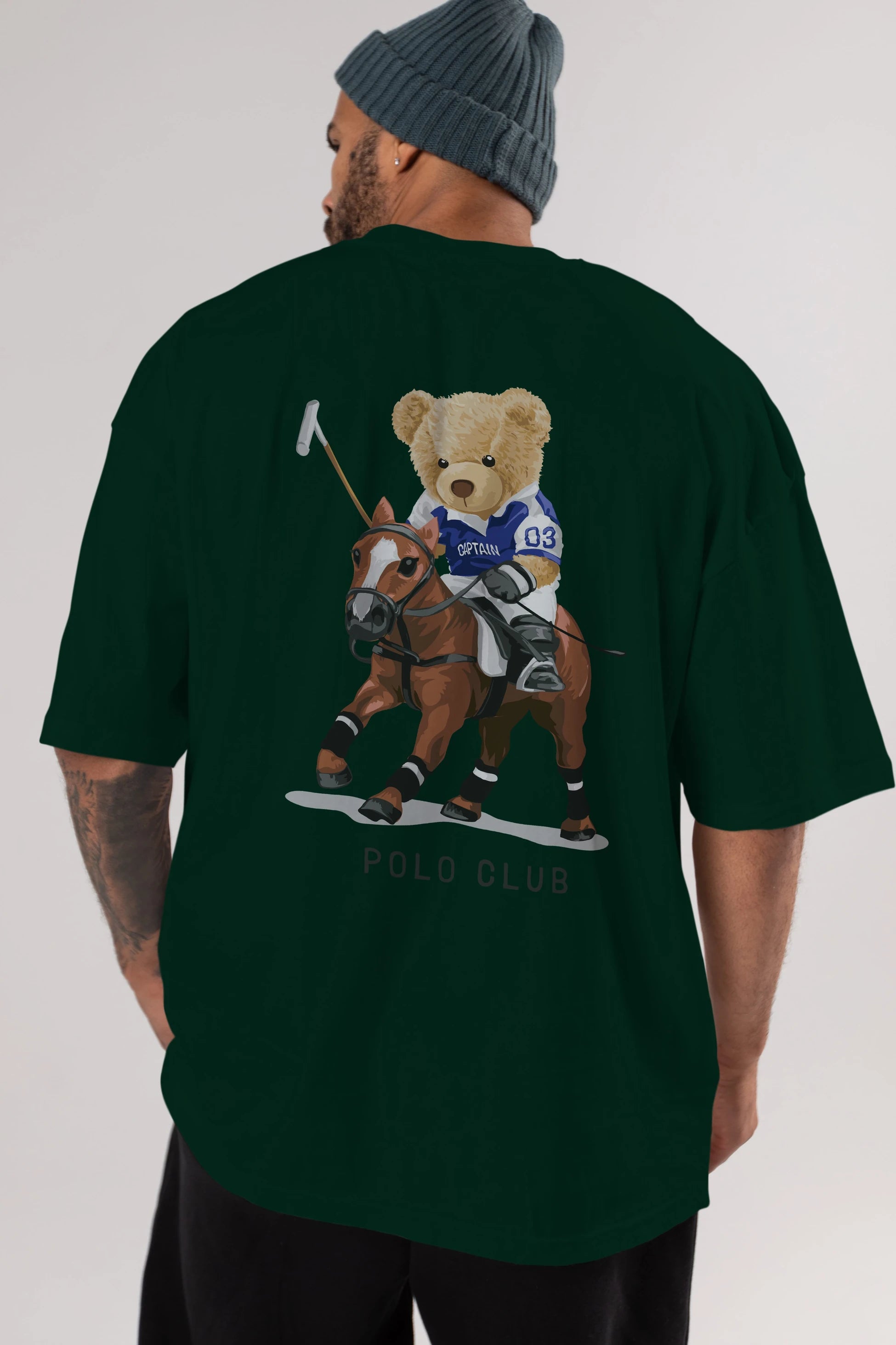 Teddy Bear Polo Club Arka Baskılı Oversize t-shirt Erkek Kadın Unisex %100 Pamuk