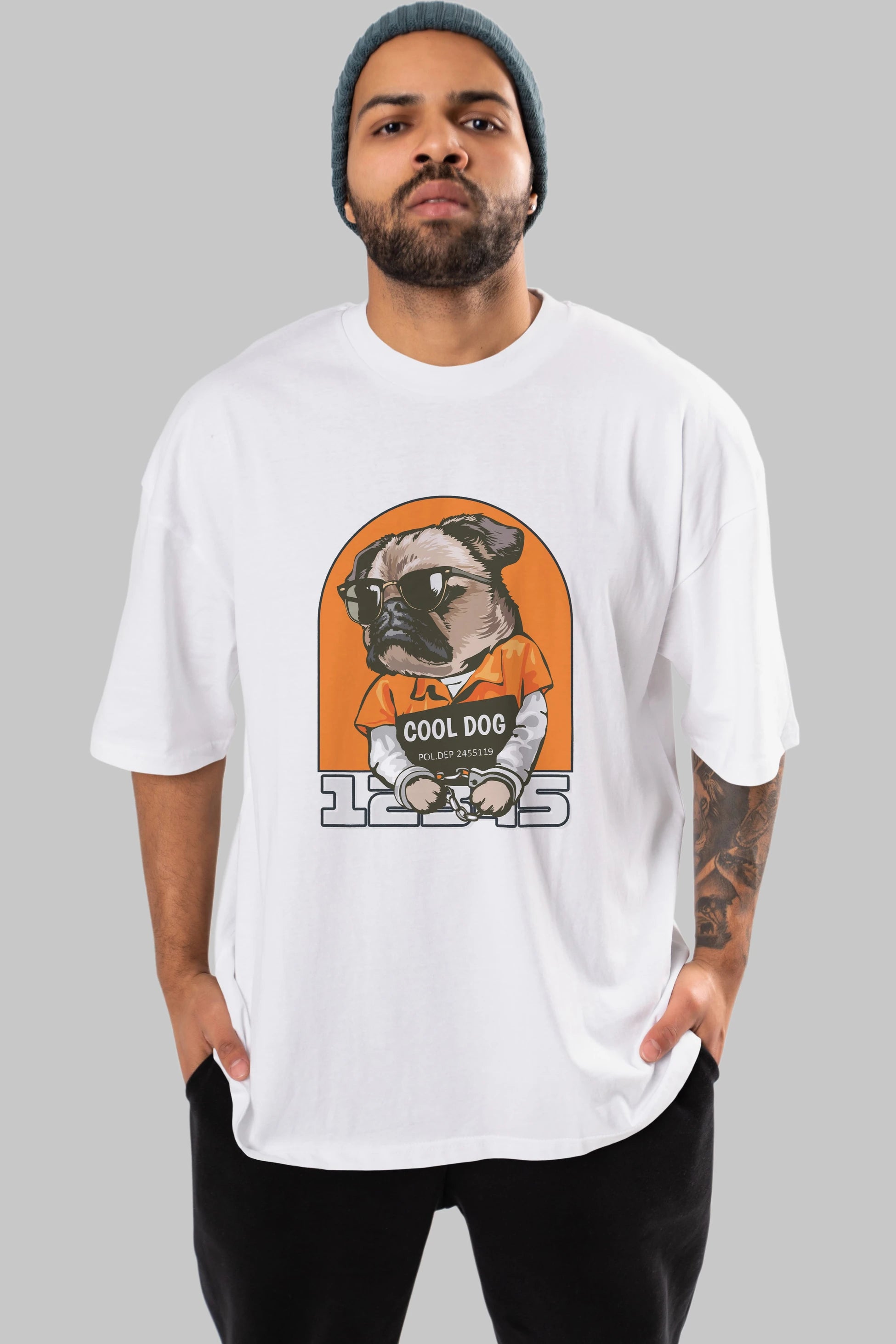 Cool Dog Ön Baskılı Oversize t-shirt Erkek Kadın Unisex