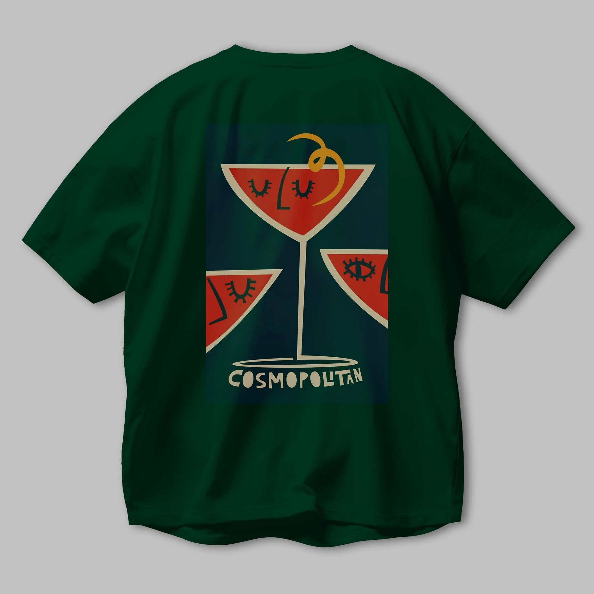 Cosmopolitan 4 Arka Baskılı Oversize t-shirt Erkek Kadın Unisex %100 Pamuk Bisiklet Yaka tişort