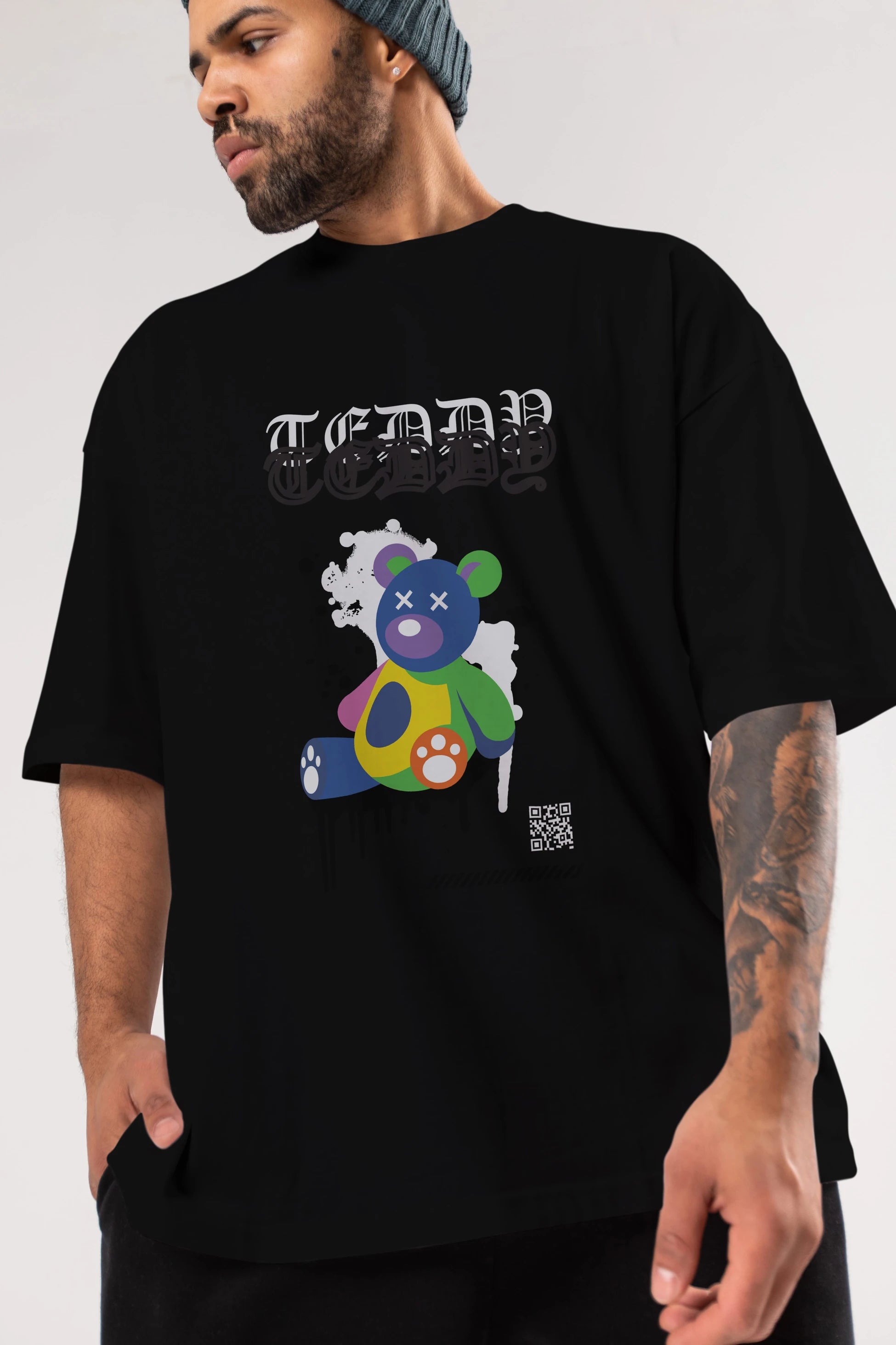 Teddy Bear Ön Baskılı Oversize t-shirt Erkek Kadın Unisex