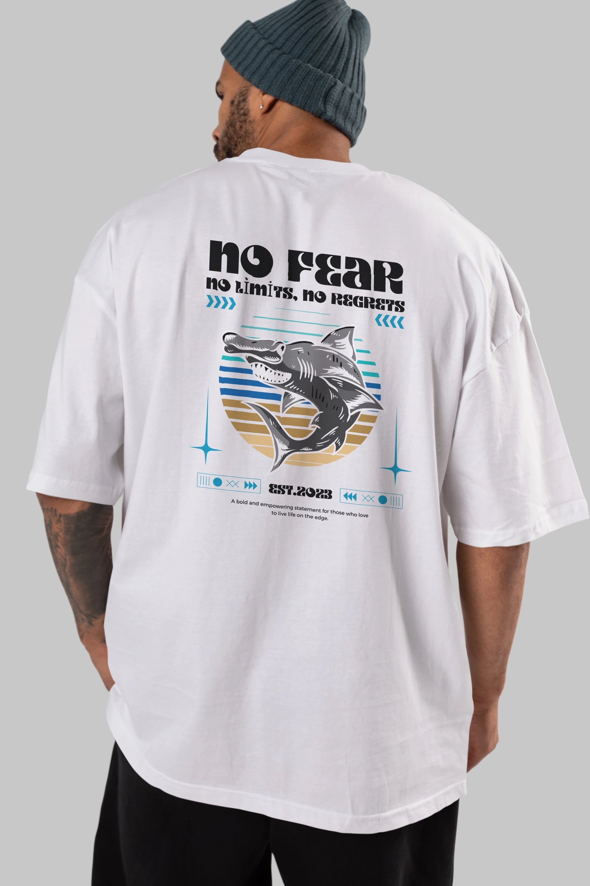 No Fear Yazılı Arka Baskılı Oversize t-shirt Erkek Kadın Unisex