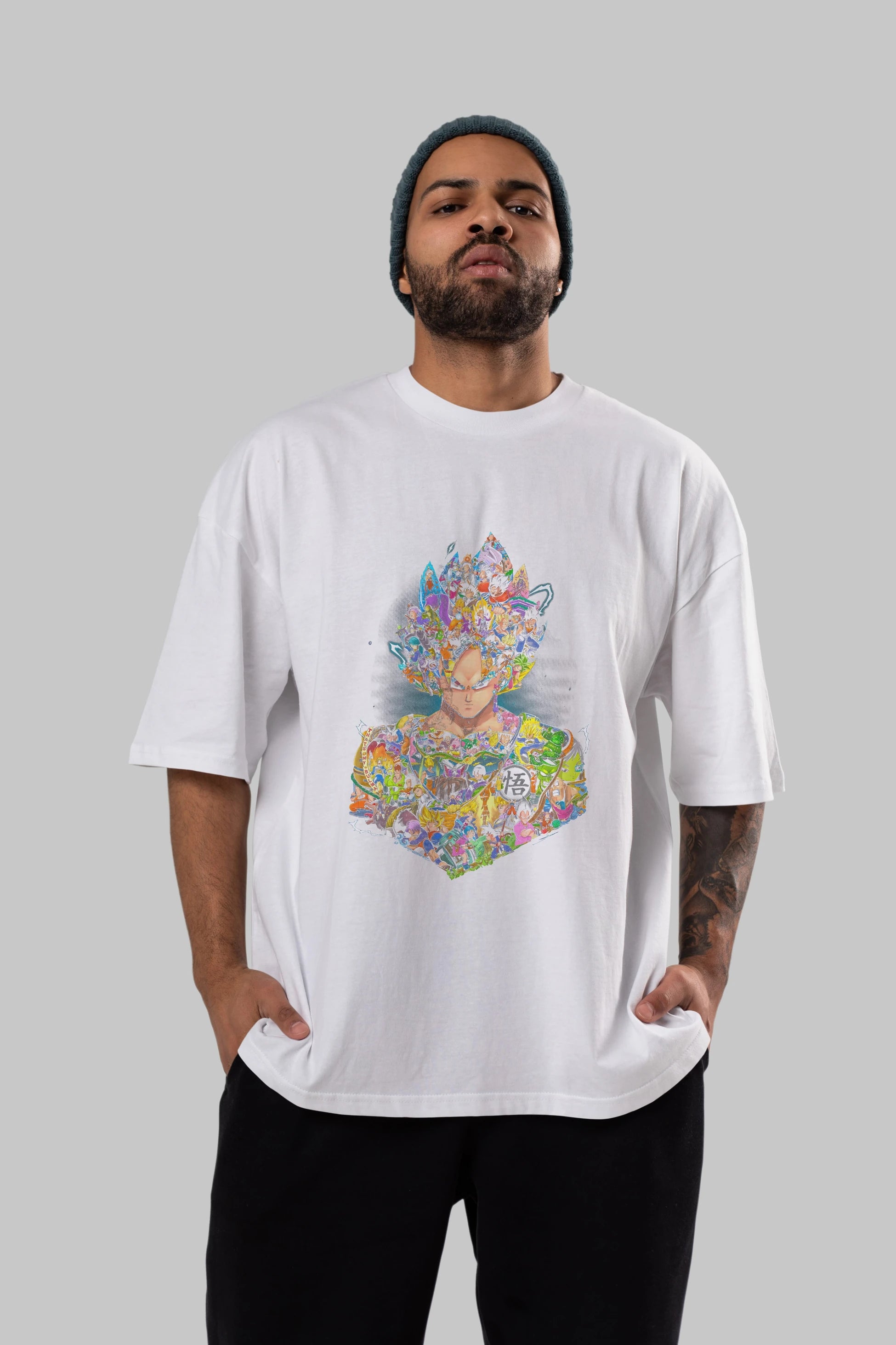 DRAGON BALL ART Anime Ön Baskılı Oversize t-shirt %100 pamuk Erkek Kadın Unisex