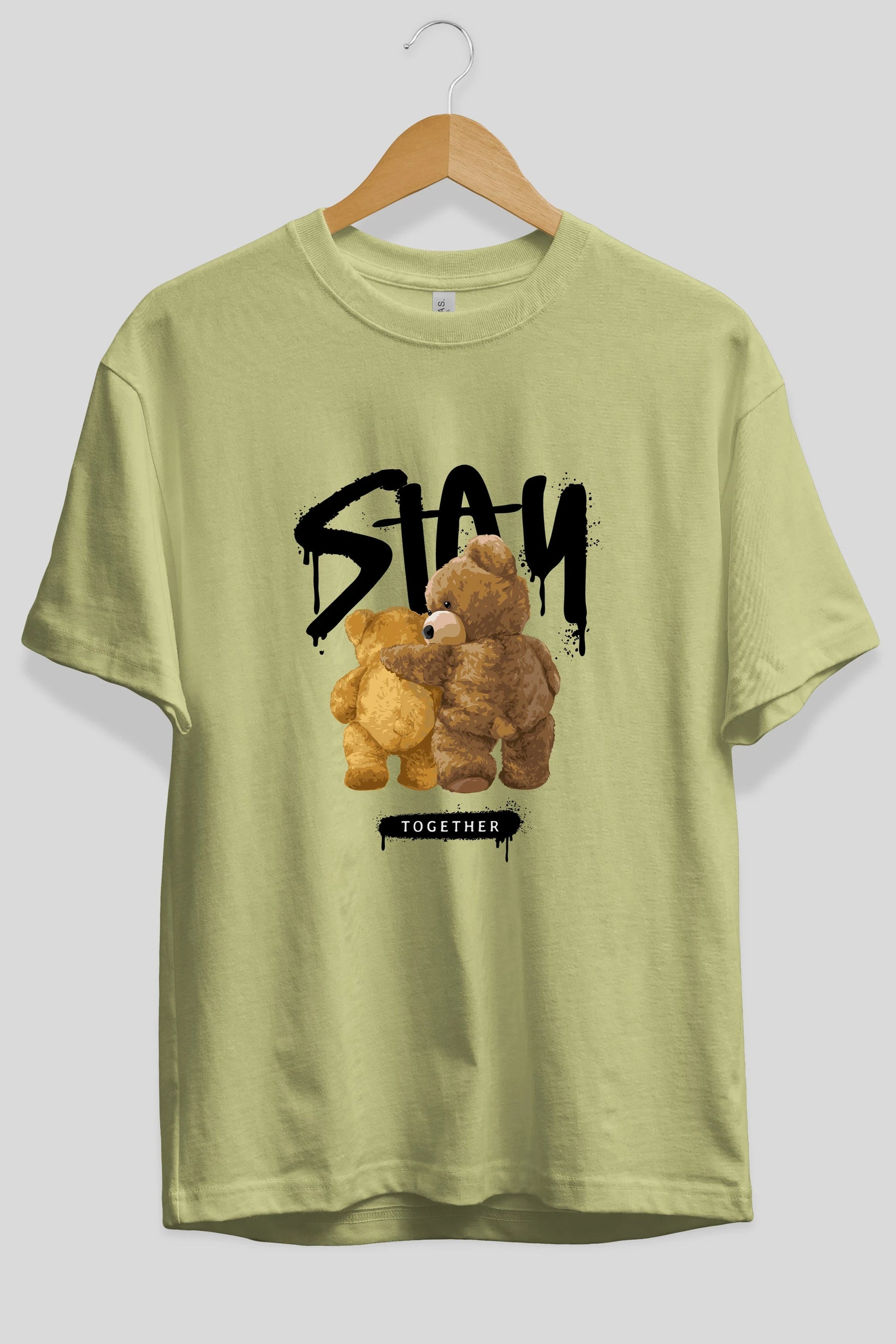Stay Together Bear Ön Baskılı Oversize t-shirt Erkek Kadın Unisex