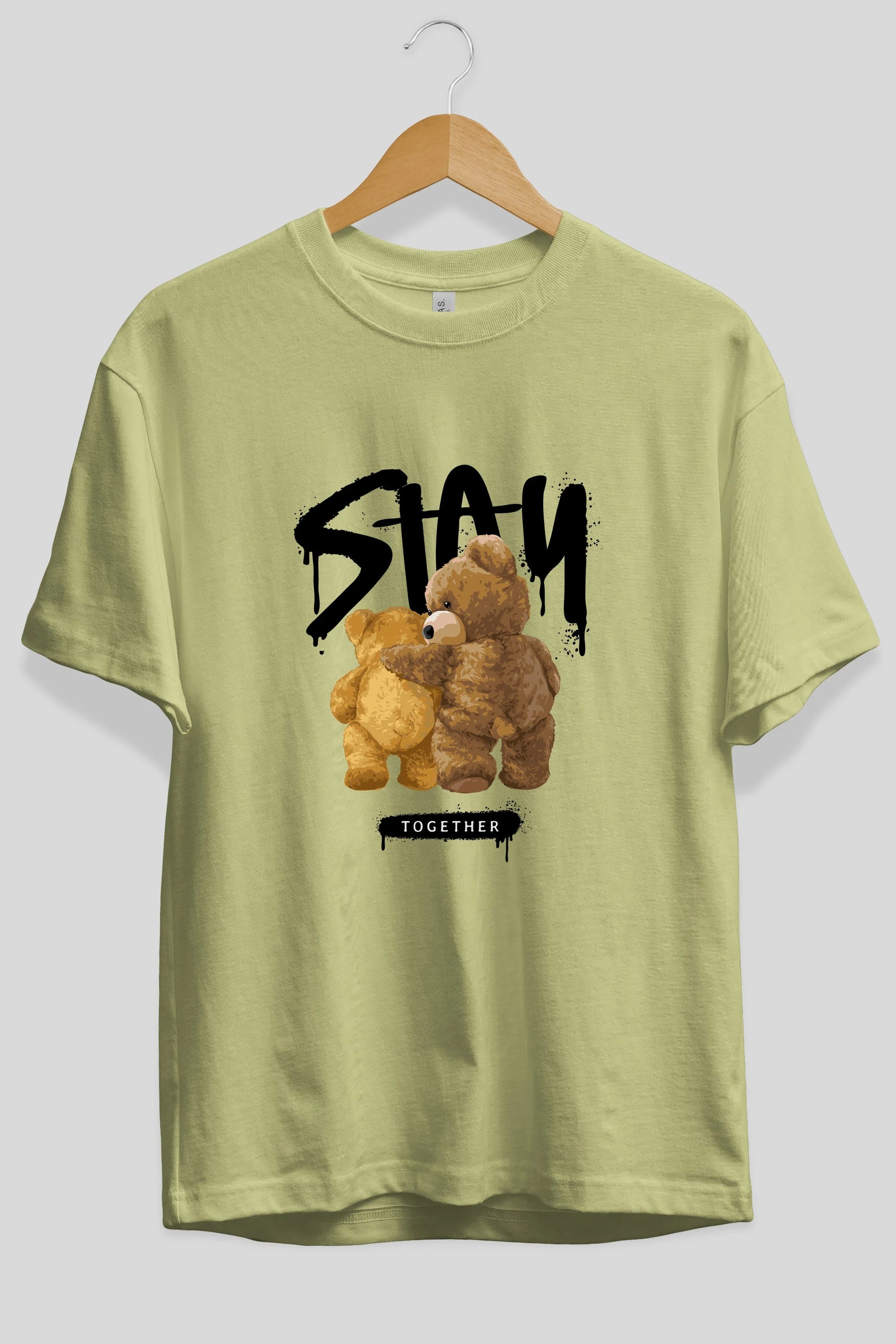 Stay Together Bear Ön Baskılı Oversize t-shirt Erkek Kadın Unisex