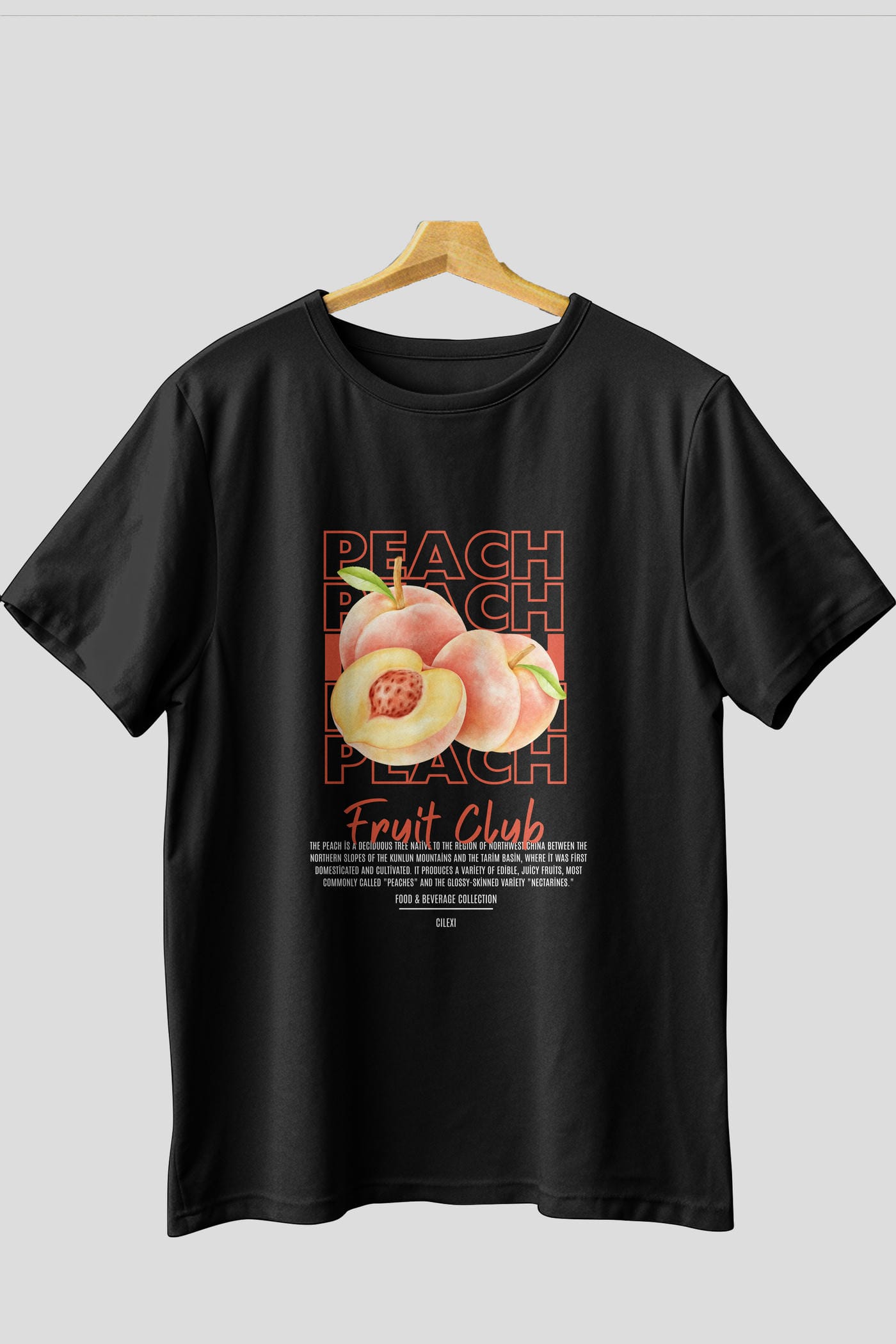 Peach Ön Baskılı Oversize t-shirt Erkek Kadın Pamuk Bisiklet Yaka tişort