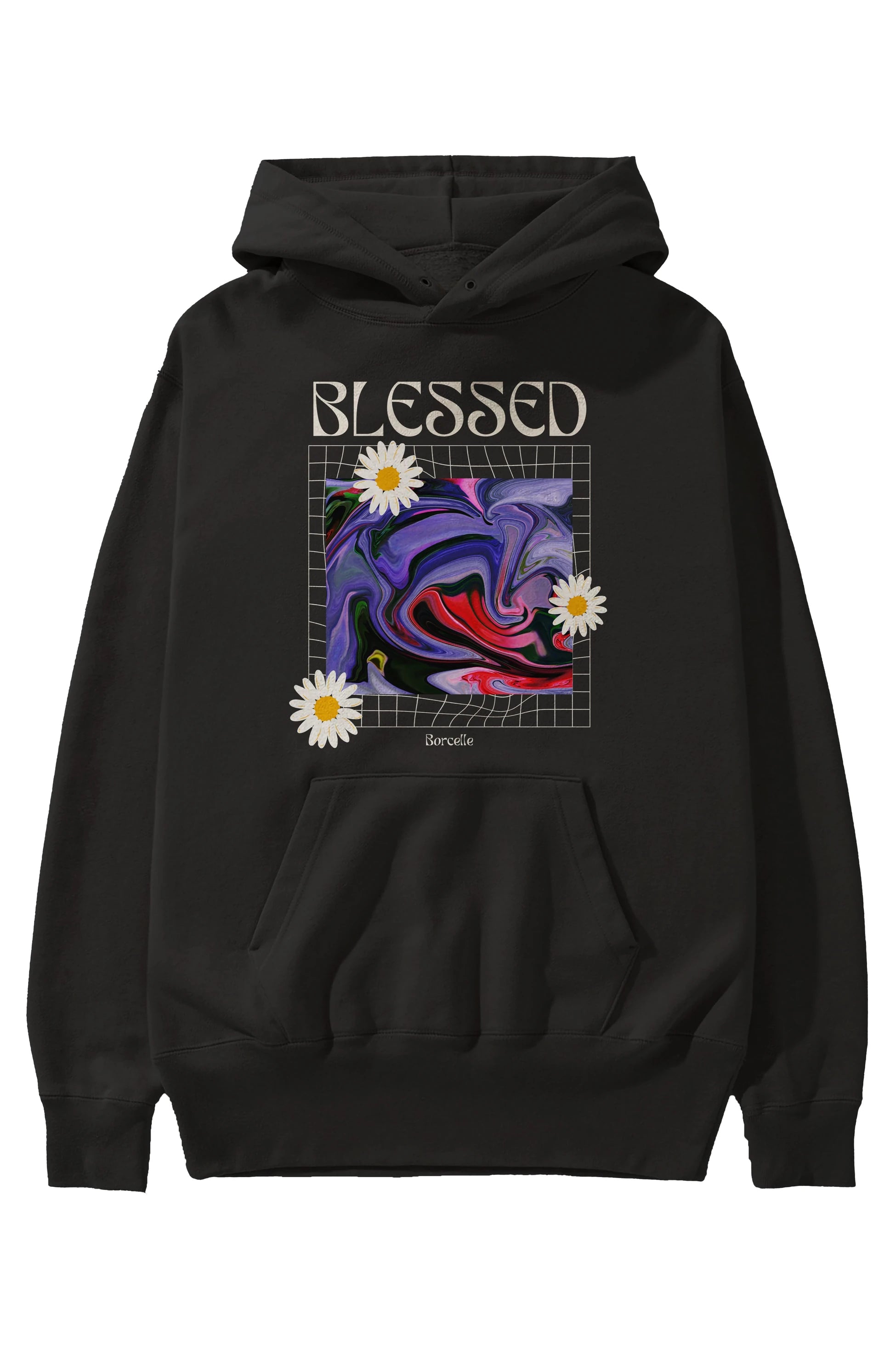 Blessed Ön Baskılı Oversize Hoodie Kapüşonlu Sweatshirt Erkek Kadın Unisex