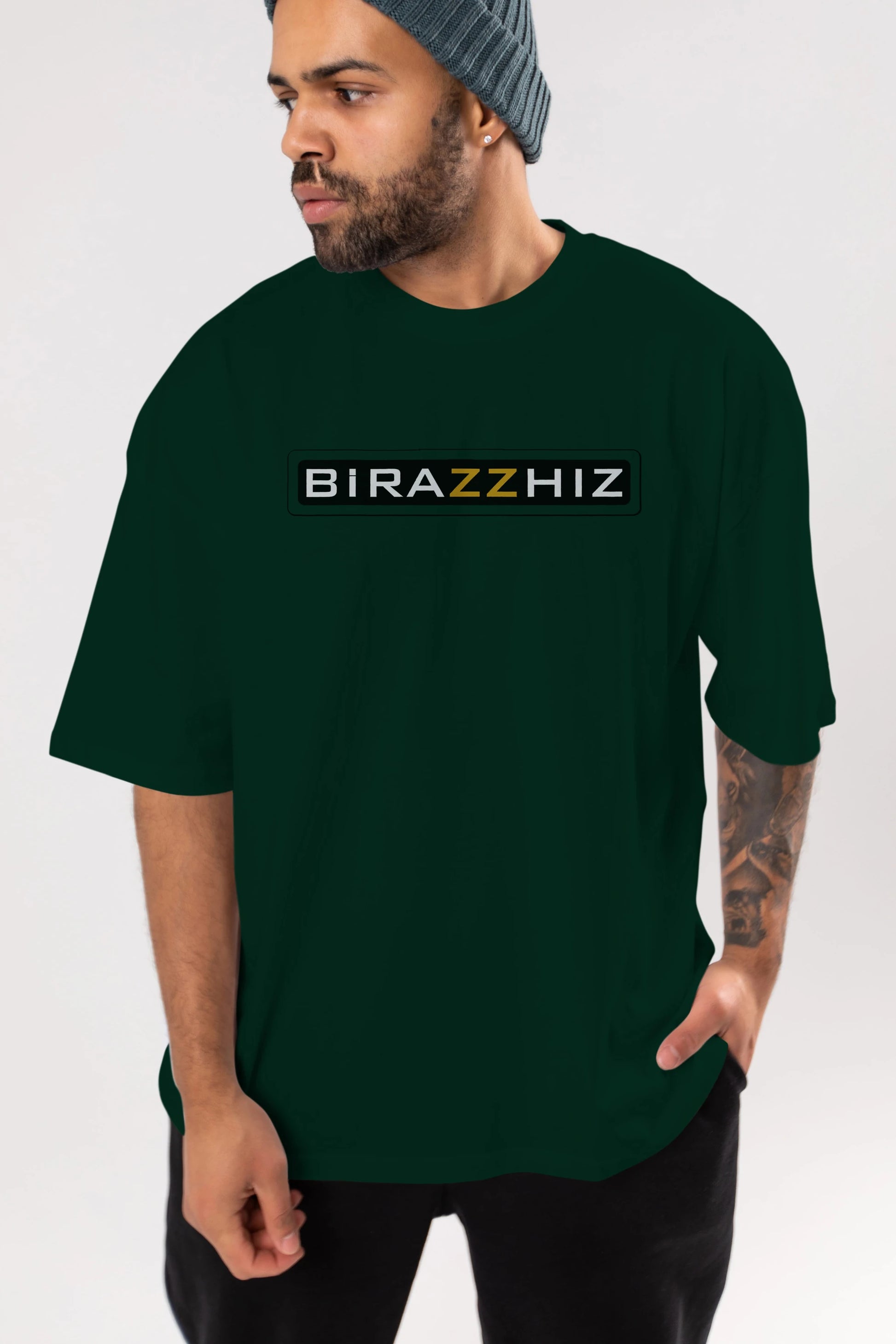 Birazzhız Ön Baskılı Oversize t-shirt %100 pamuk Erkek Kadın Unisex