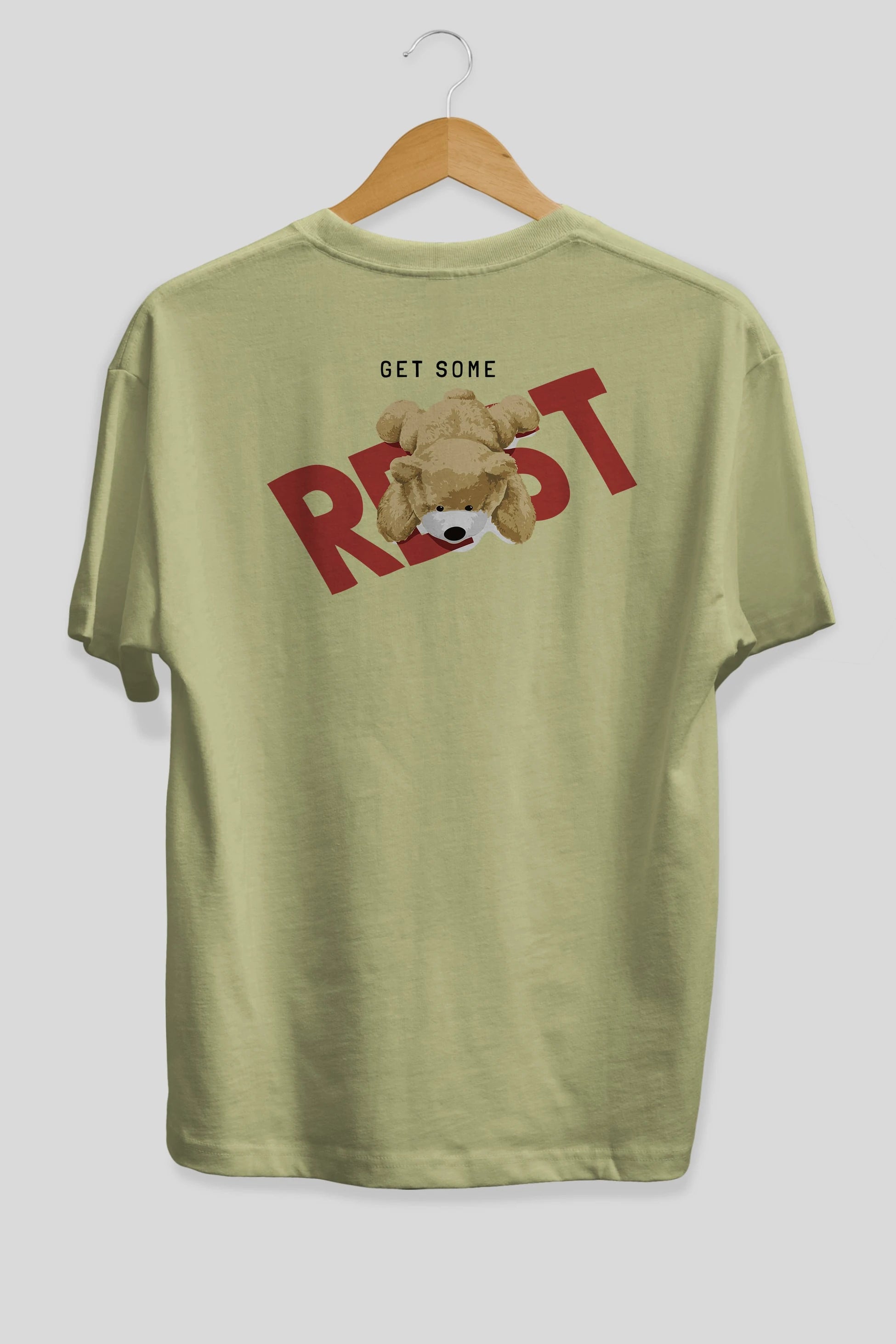 Teddy Bear Rest Arka Baskılı Oversize t-shirt Erkek Kadın Unisex %100 Pamuk