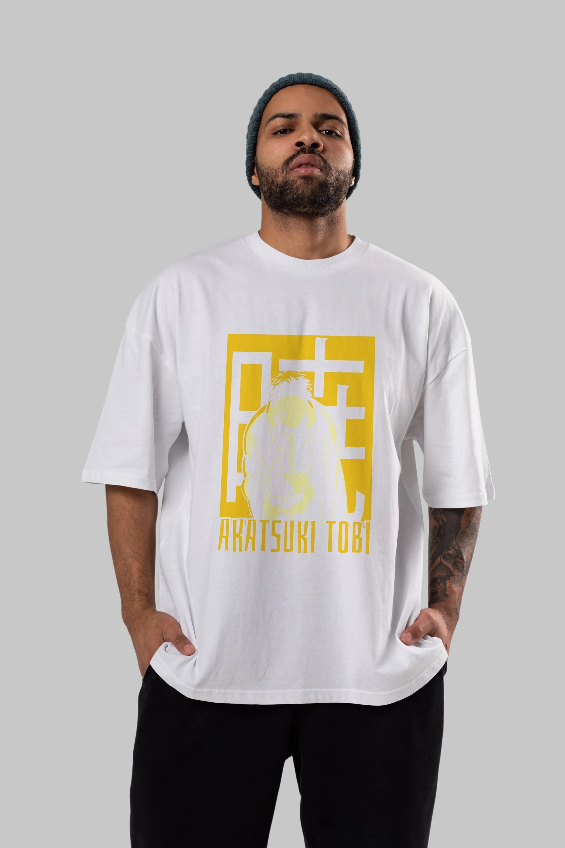 AKATSUKI OBITO NARUTO Anime Ön Baskılı Oversize t-shirt %100 pamuk Erkek Kadın Unisex