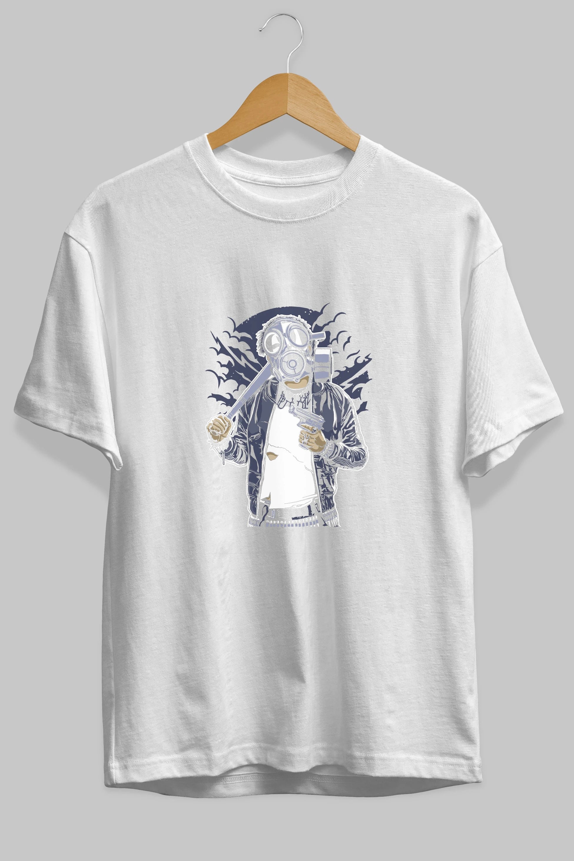 Gasmask Bastard Ön Baskılı Oversize t-shirt Erkek Kadın Unisex %100 Pamuk tişort
