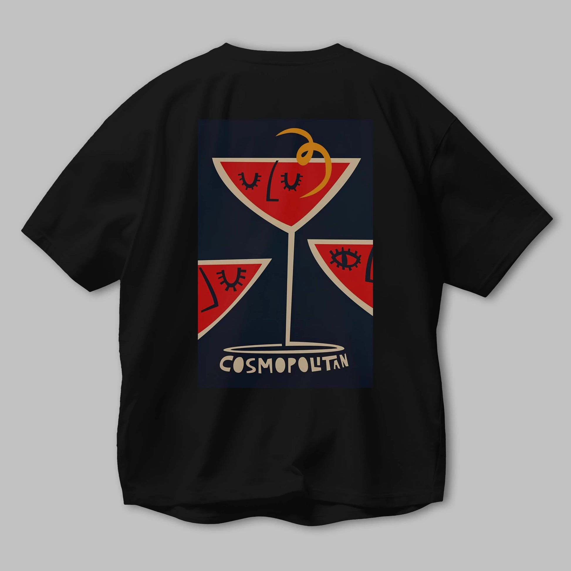 Cosmopolitan 4 Arka Baskılı Oversize t-shirt Erkek Kadın Unisex %100 Pamuk Bisiklet Yaka tişort