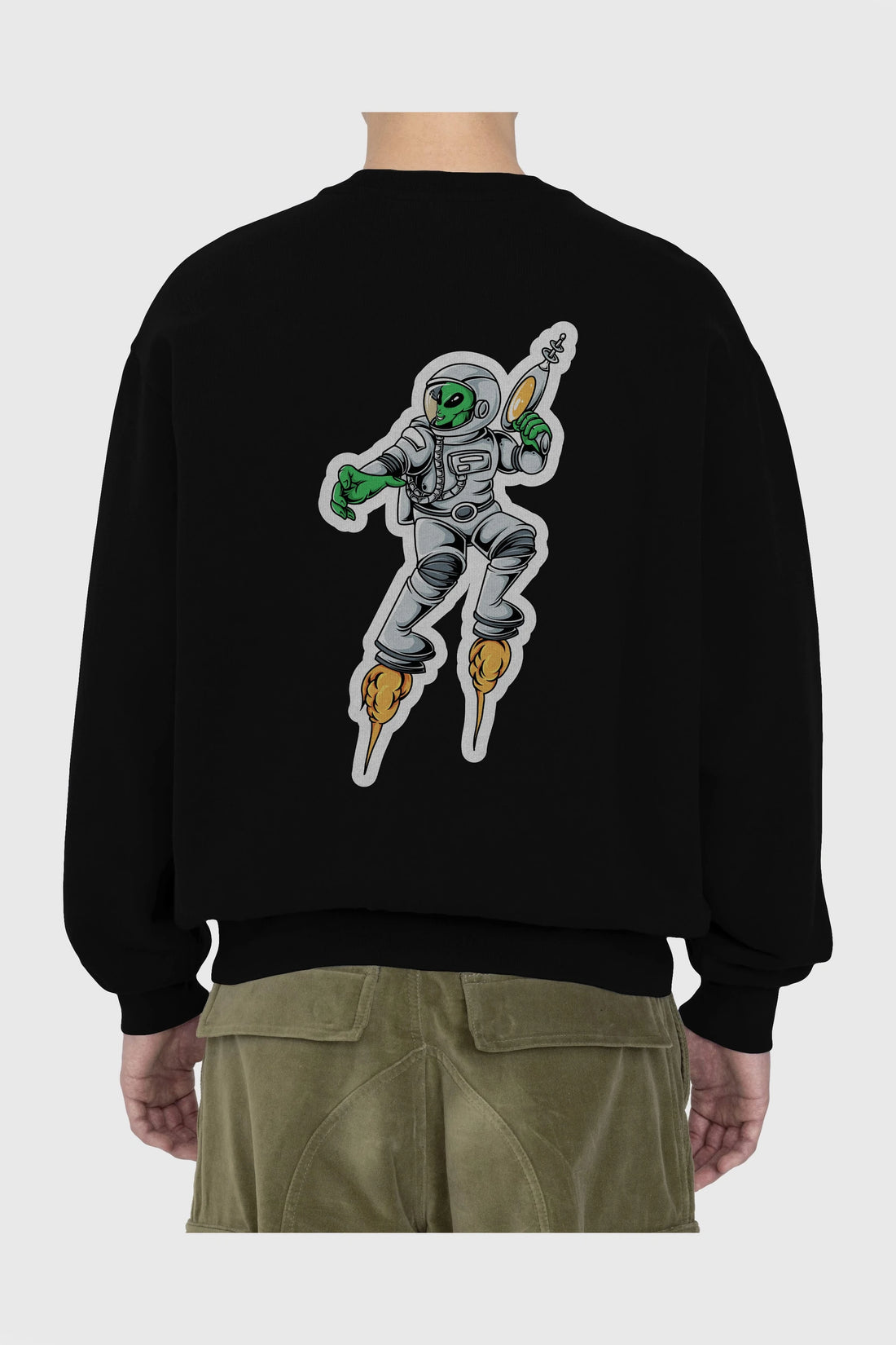 Alien Wars Sticker Arka Baskılı Oversize Sweatshirt Erkek Kadın Unisex