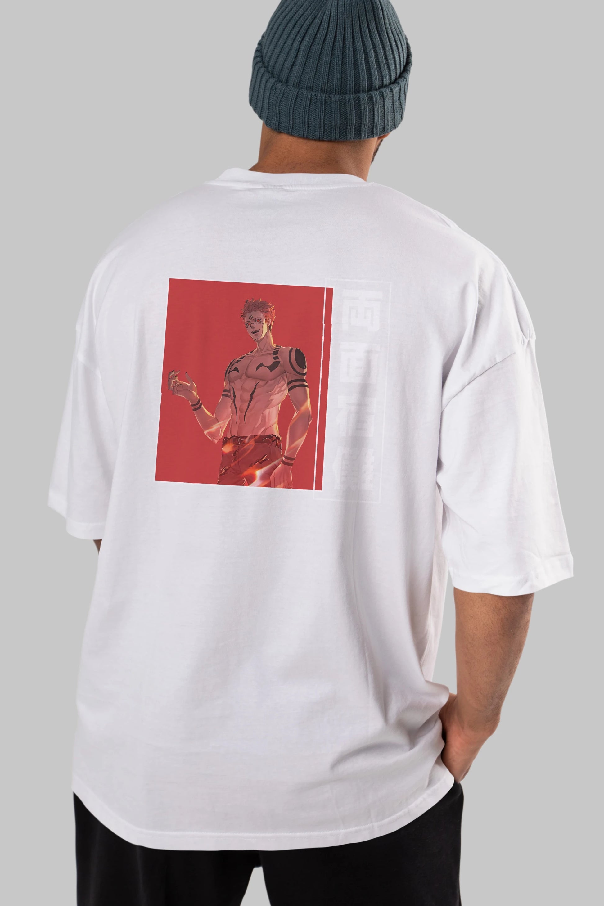Sukuna Ryoumen 3 Anime Arka Baskılı Oversize t-shirt Erkek Kadın Unisex