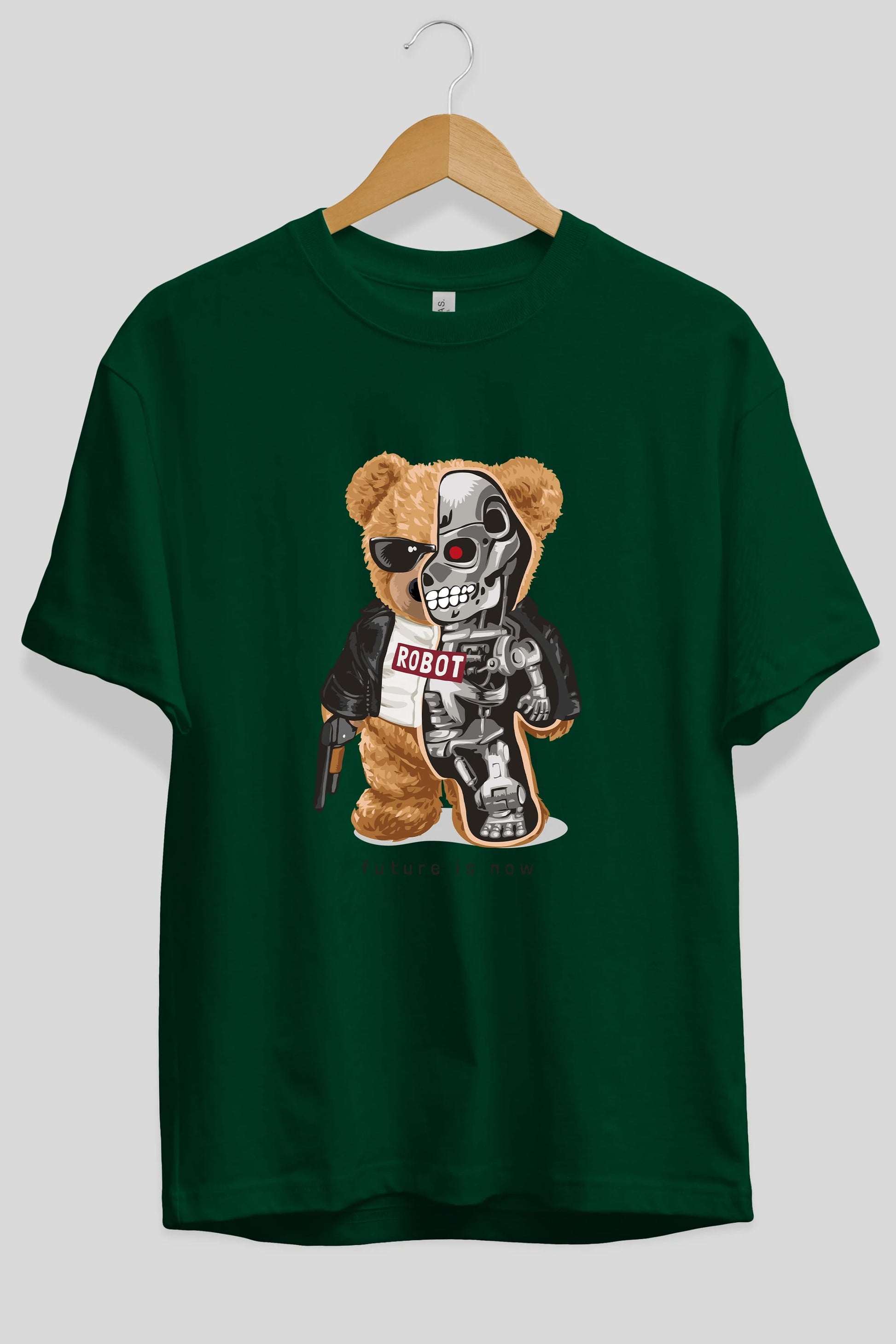 Teddy Bear Robot Ön Baskılı Oversize t-shirt Erkek Kadın Unisex %100 Pamuk