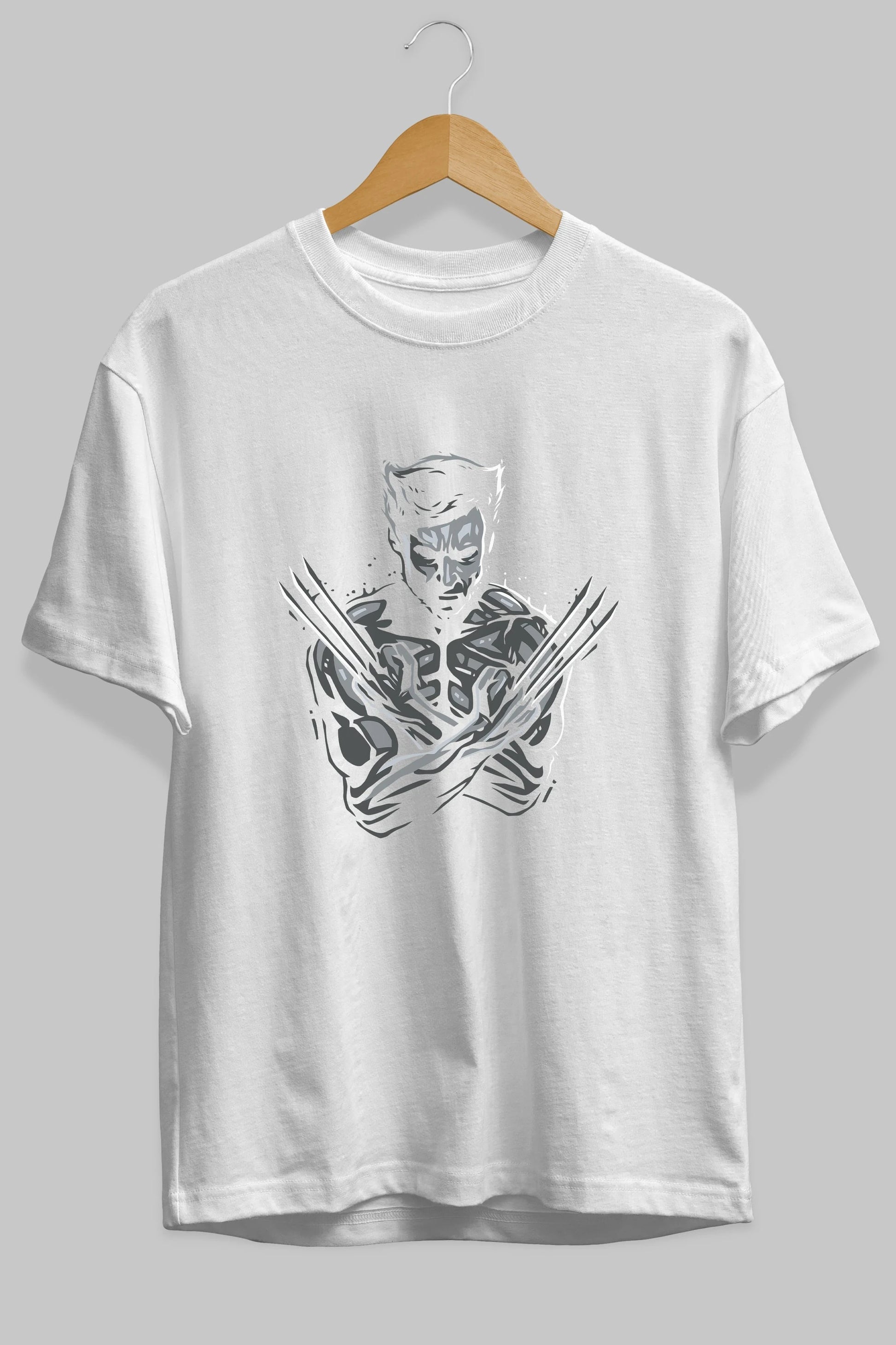 Wolverine Ön Baskılı Oversize t-shirt Erkek Kadın Unisex %100 Pamuk Bisiklet Yaka tişort